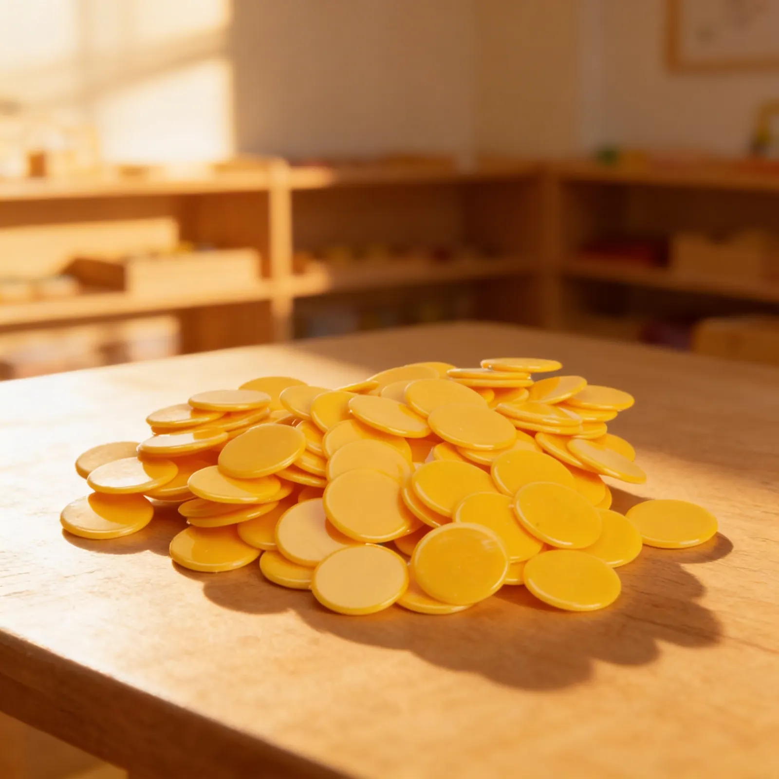Counting Chips: 100 Yellow Plastic Chips for Mathematics: Child learning