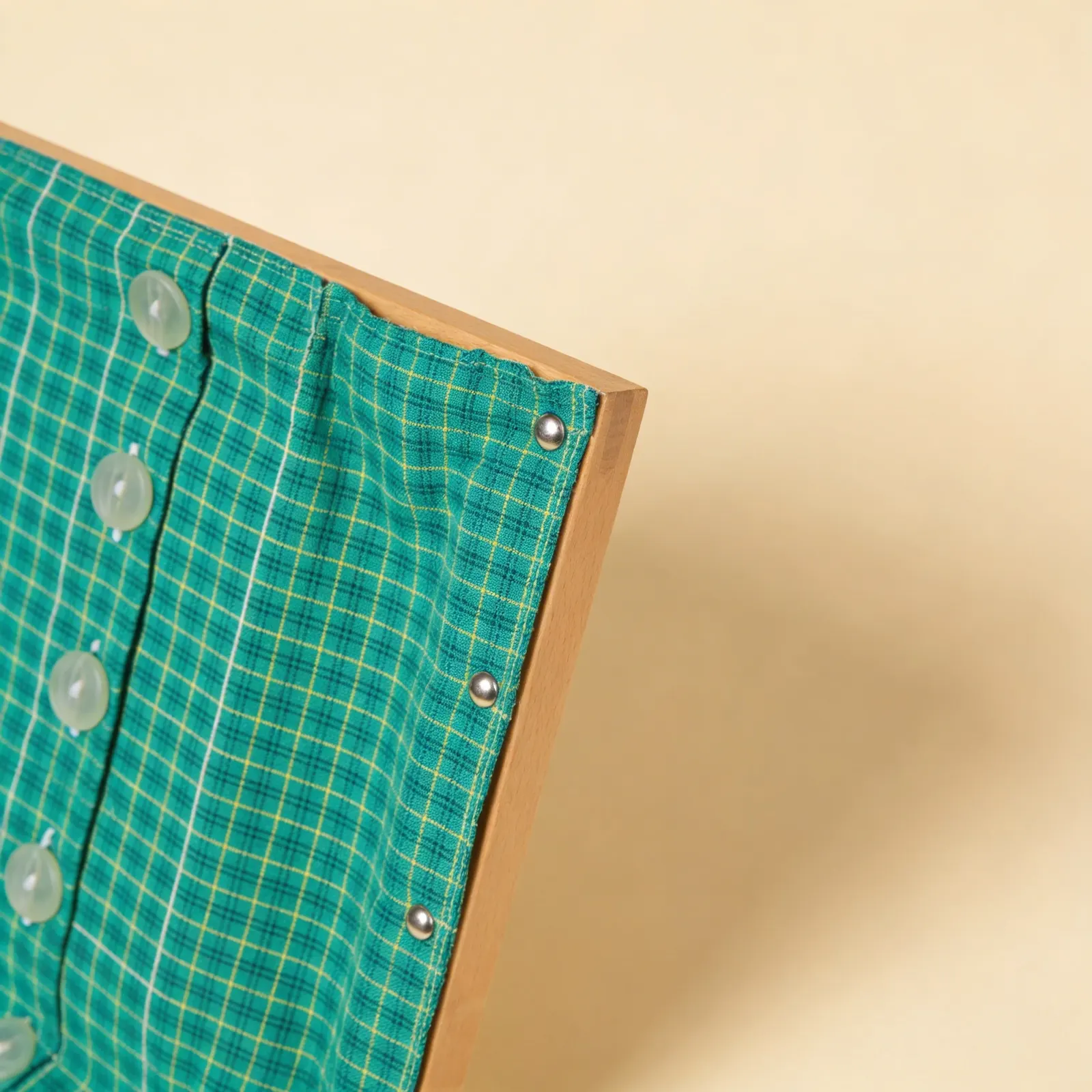 Buttoning Frame: Large Buttons for Beginning Fine Motor Skills: Side view