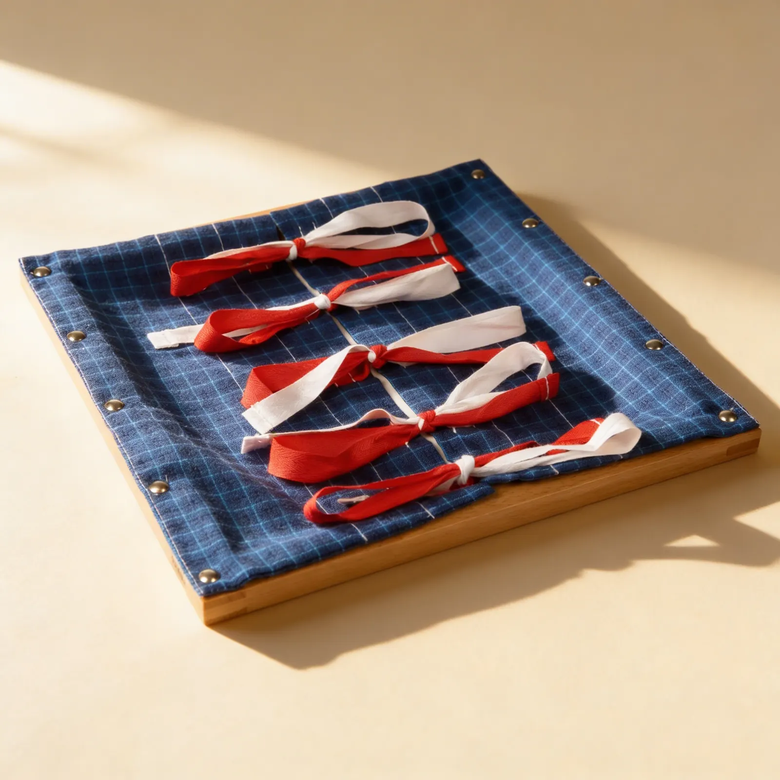 Bow Tying Frame: Five Ribbon Sets for Coordination Practice: Side view