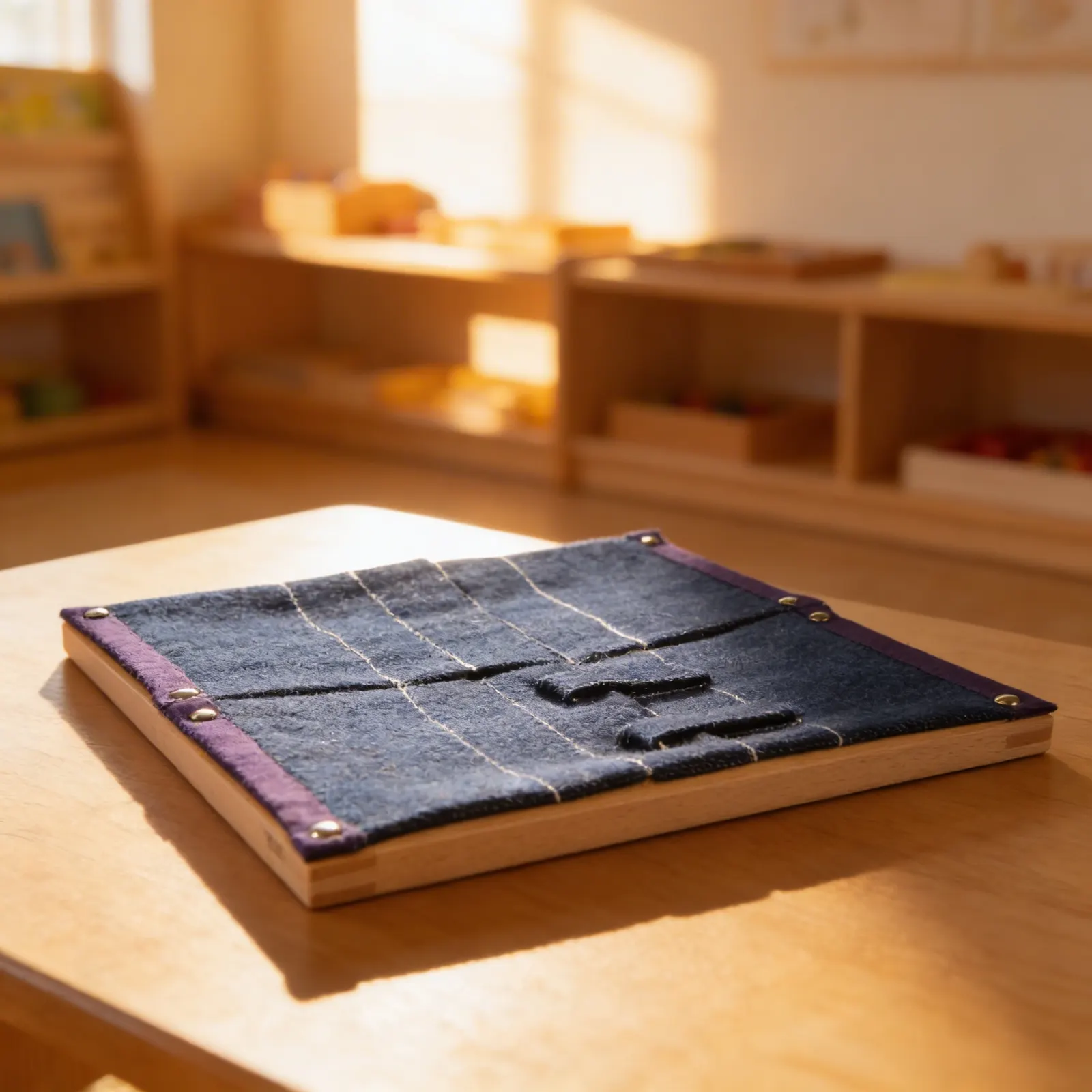 Dressing Frame: Velcro: Modern Fastening Practice on Denim: Child learning