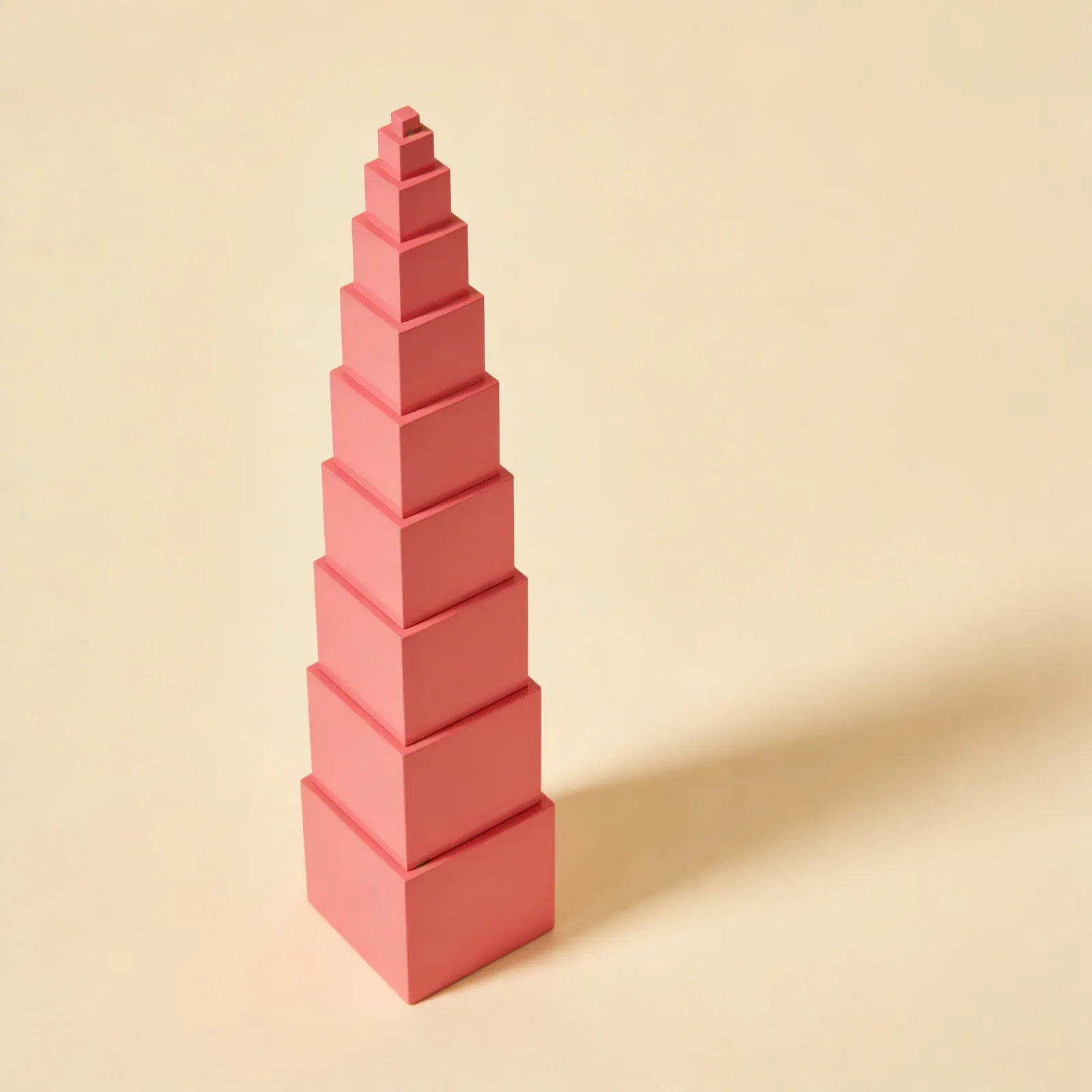 Pink Tower: 10 Graduated Cubes for Visual Discrimination: Side view