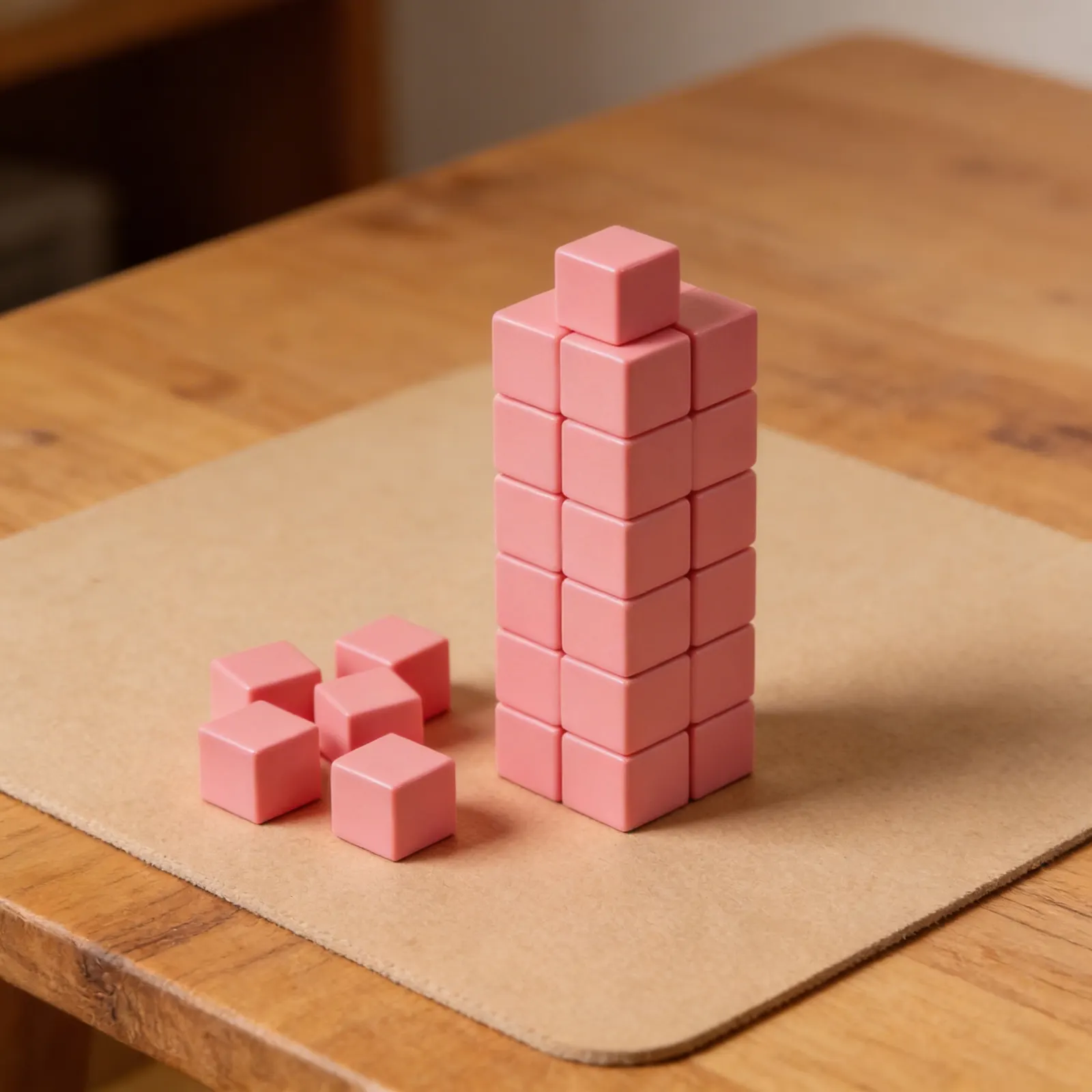 Růžová věž: Kostka 1 X 1 X 1 cm: Detailní pohled