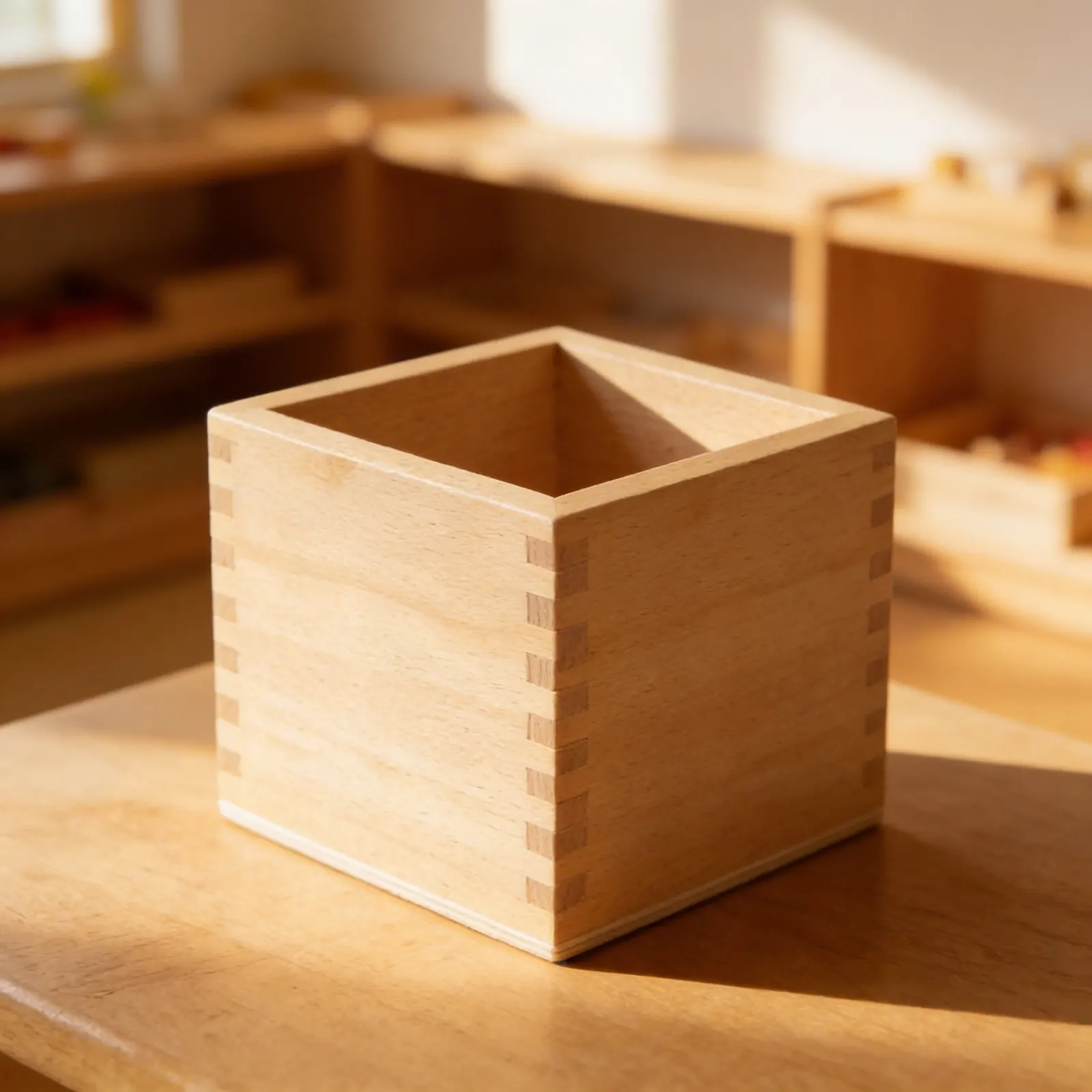 Storage Box: Wooden Container for Number Shapes: Child learning