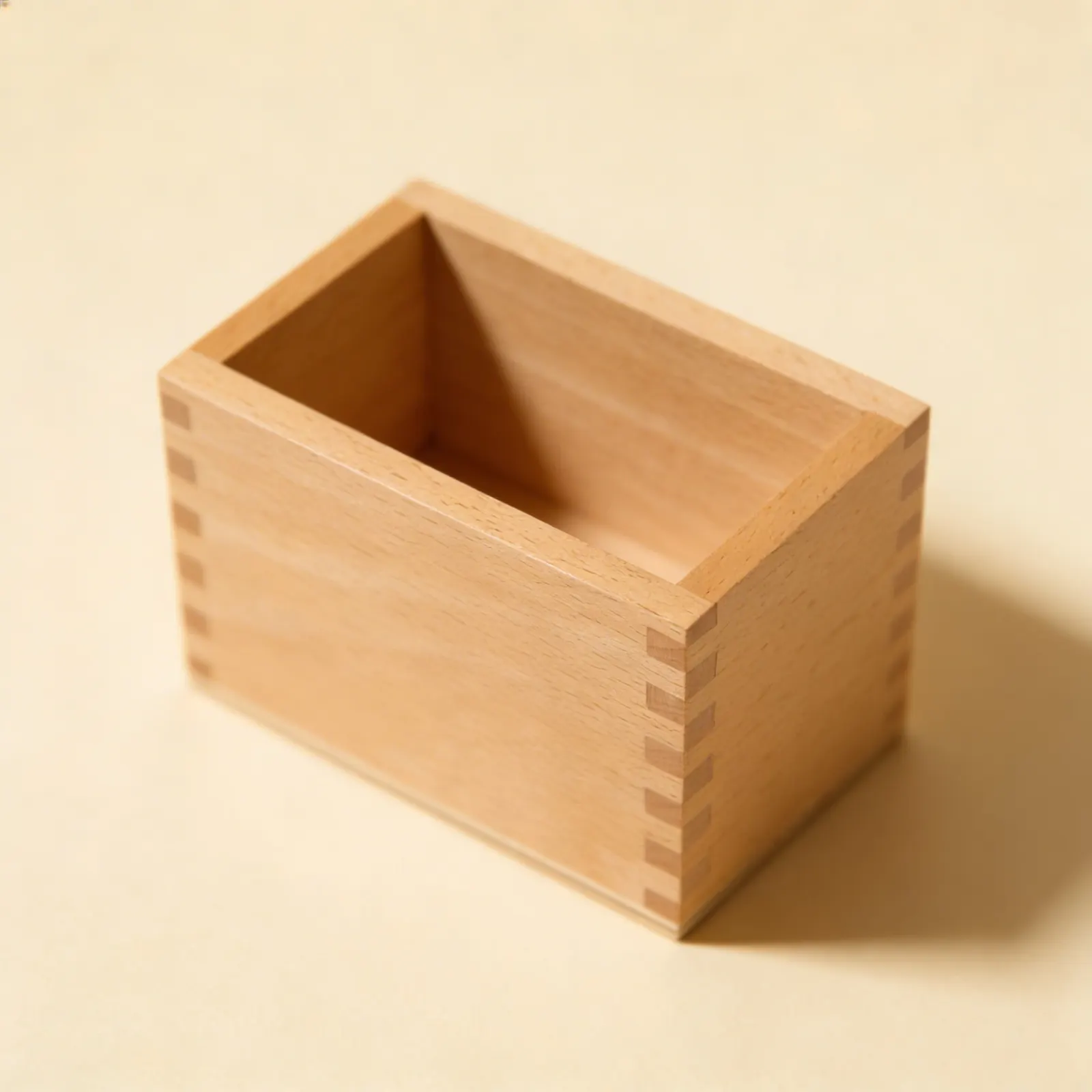 Sandpaper Numerals Box: Wooden Storage Container: Side view