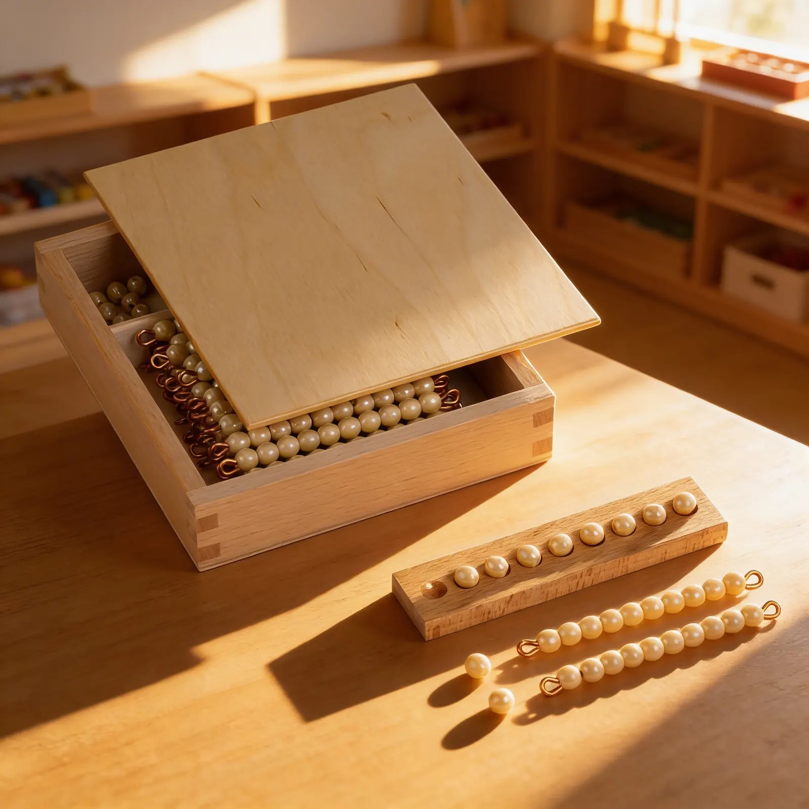 Tens Bead Box: Glass Bead Bars for Decimal System Introduction: Child learning