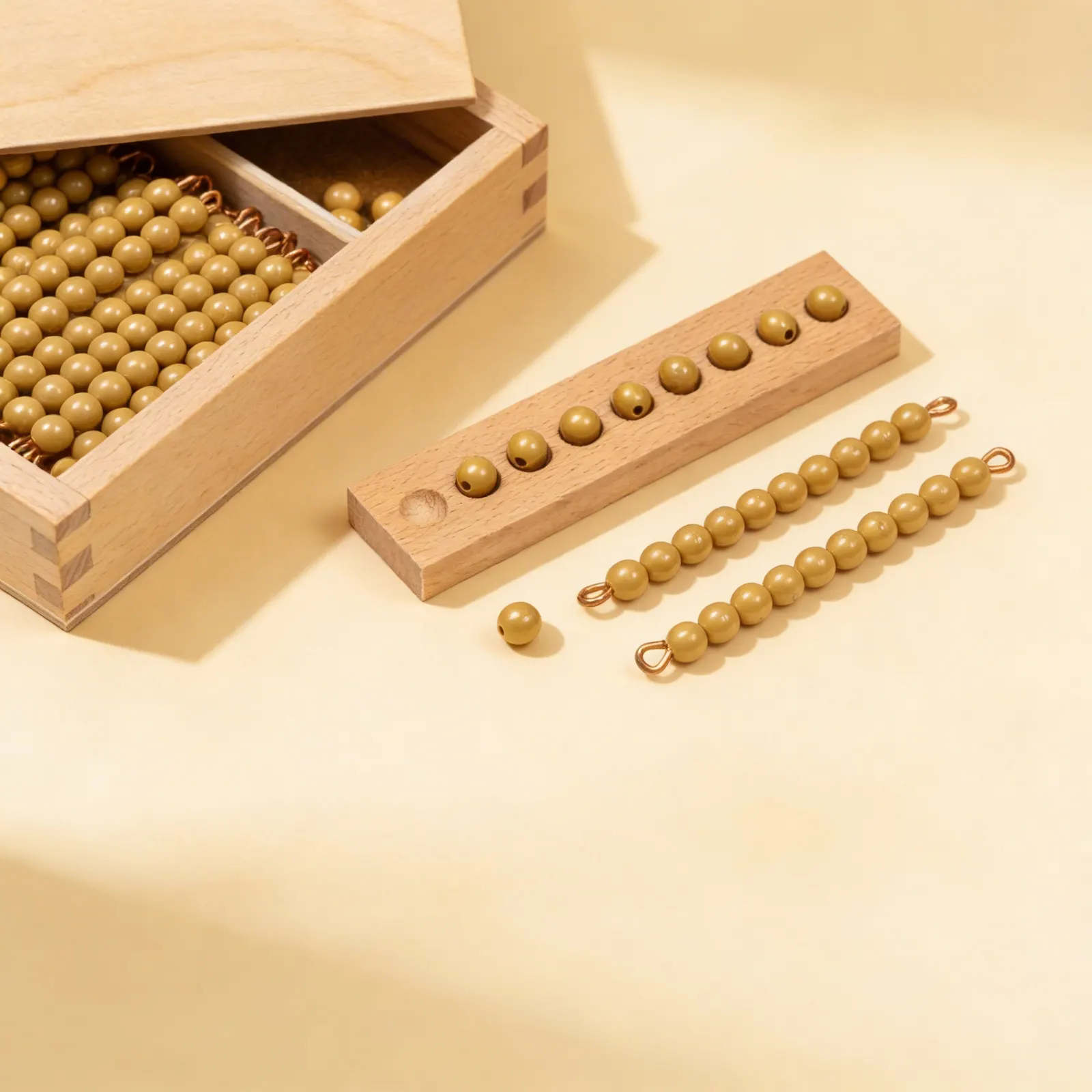 Tens Bead Box: Individual Nylon Beads for Decimal System: Side view