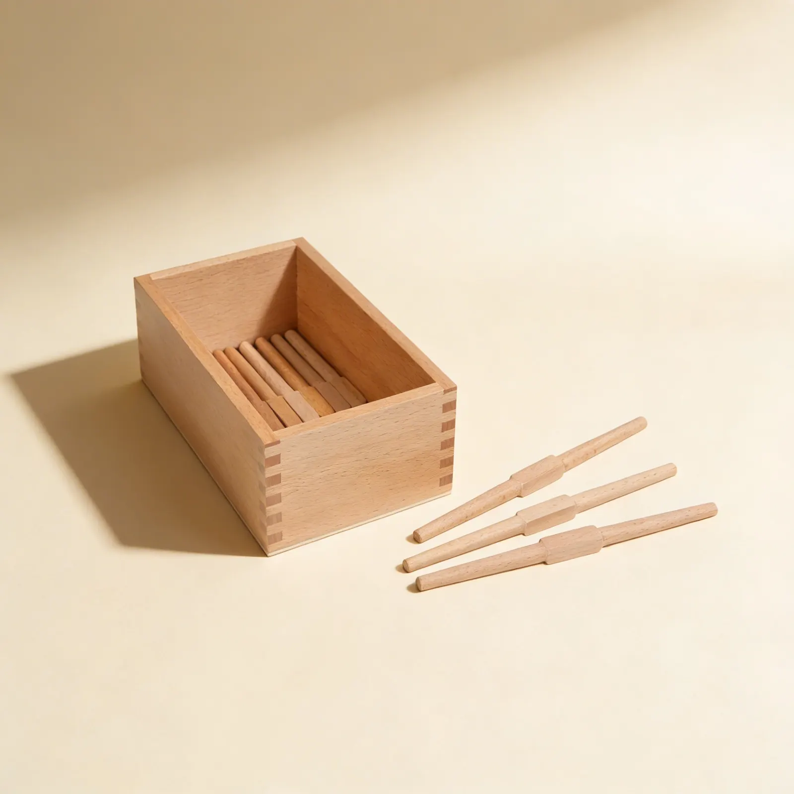 Spindles Box: Wooden Storage for Loose Counting Spindles: Side view