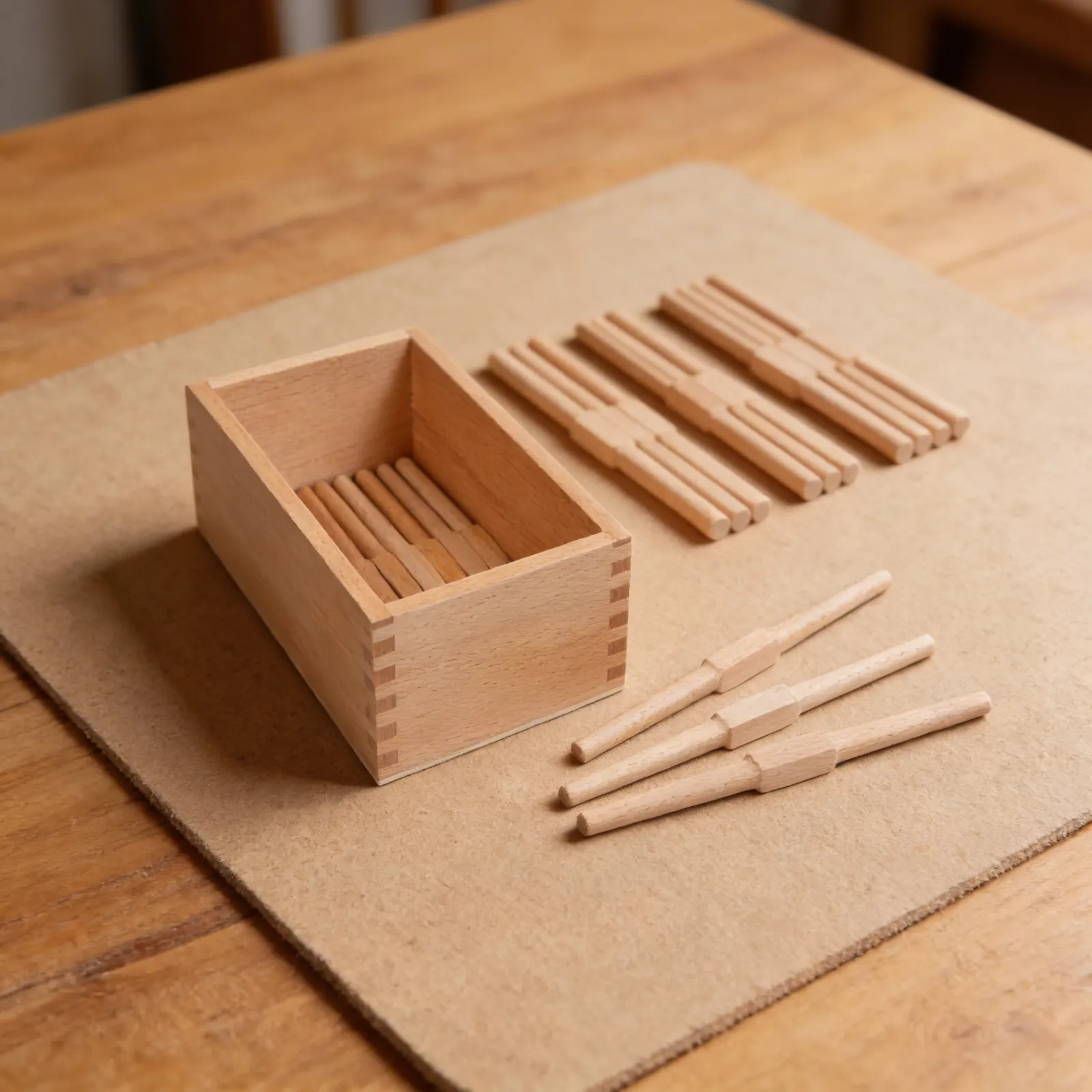 Spindles Box: Wooden Storage for Loose Counting Spindles: Detail view