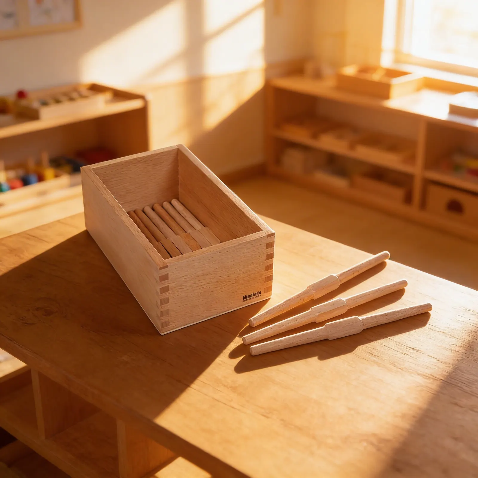 Spindles Box: Wooden Storage for Loose Counting Spindles: Child learning