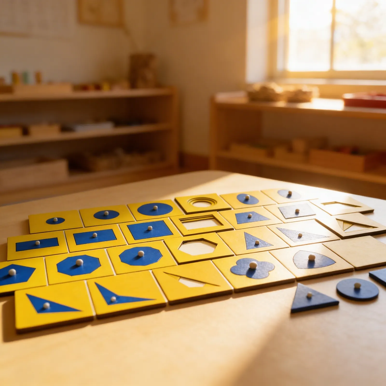 Geometric Cabinet Cards: 35 Blue Shape Cards for Visual Matching: Child learning