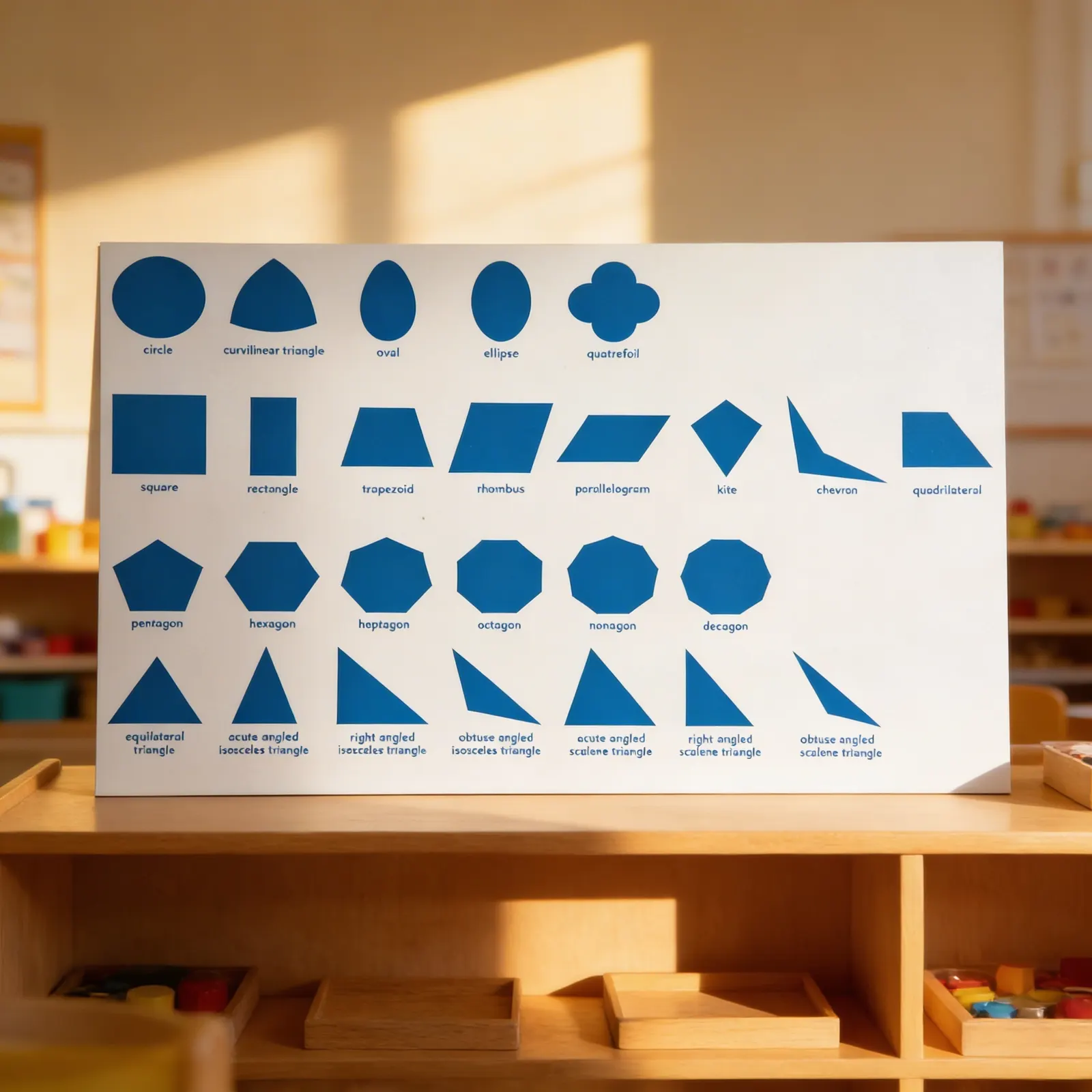 Geometric Cabinet Control Chart: 26 Shapes: Child learning