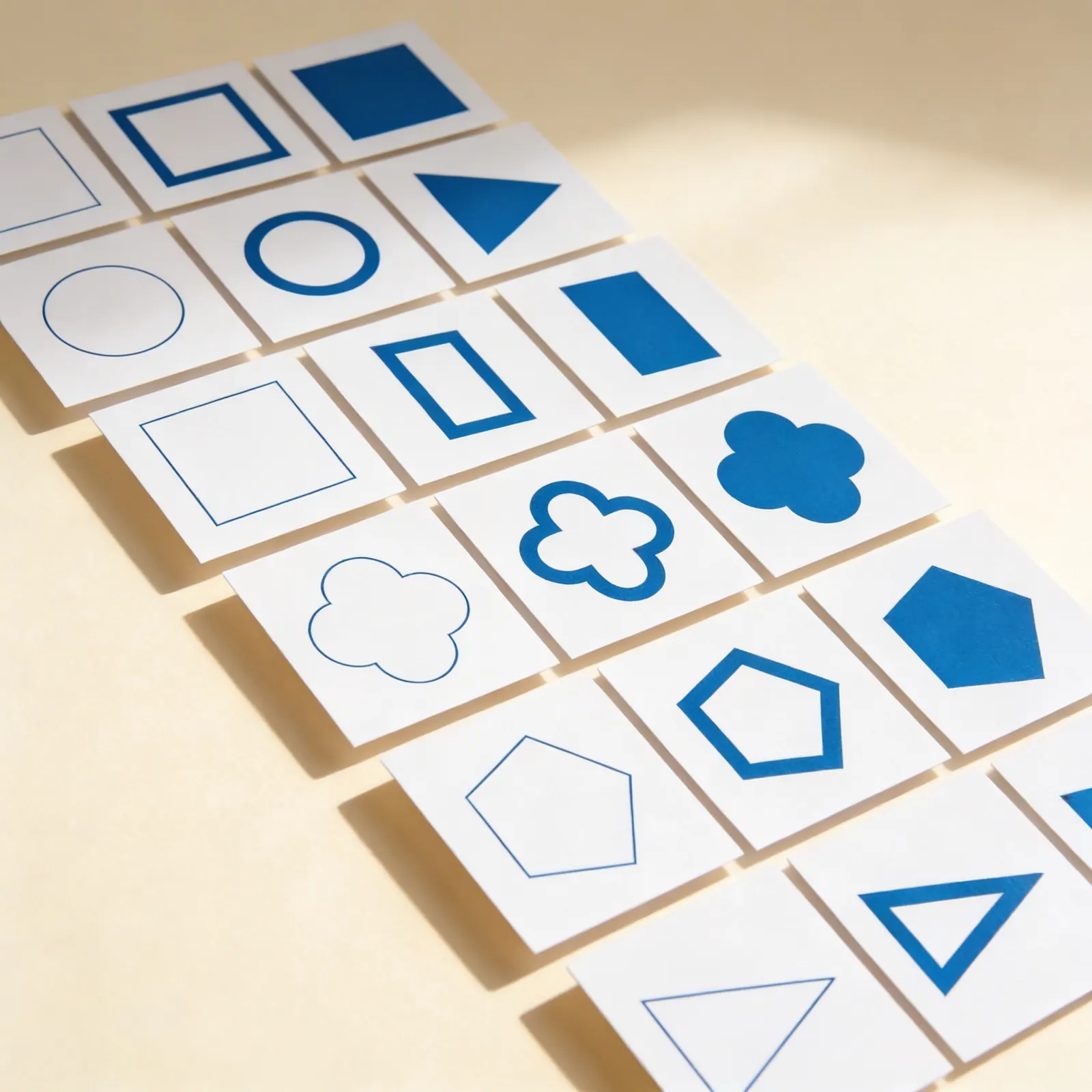 Geometric Form Cards: Three-Part Visual Discrimination: Side view