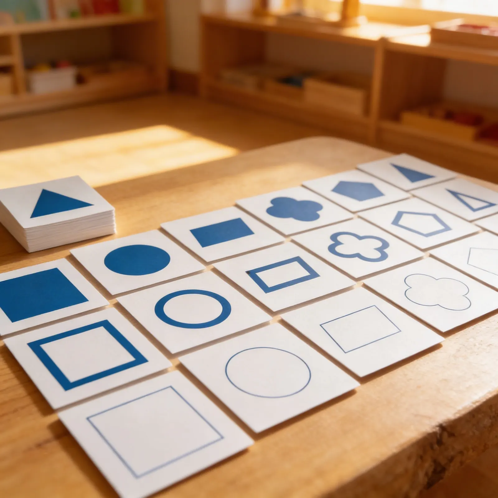 Geometric Form Cards: Three-Part Visual Discrimination: Child learning