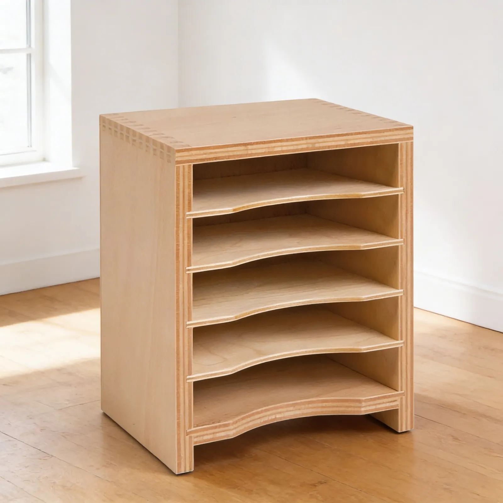 Geometric Form Card Cabinet: Organised Storage for Shape Cards: Side view