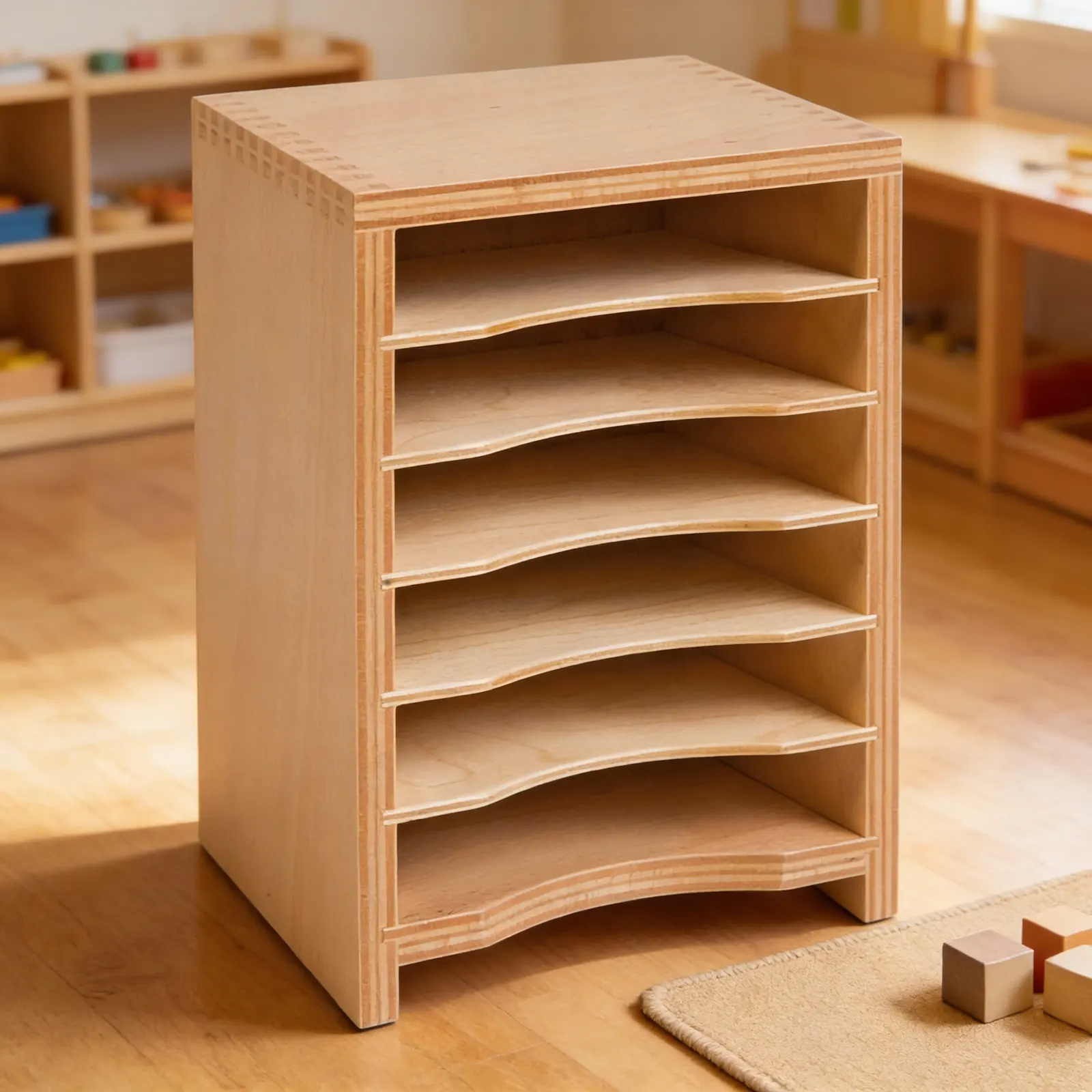 Geometric Form Card Cabinet: Organised Storage for Shape Cards: Detail view