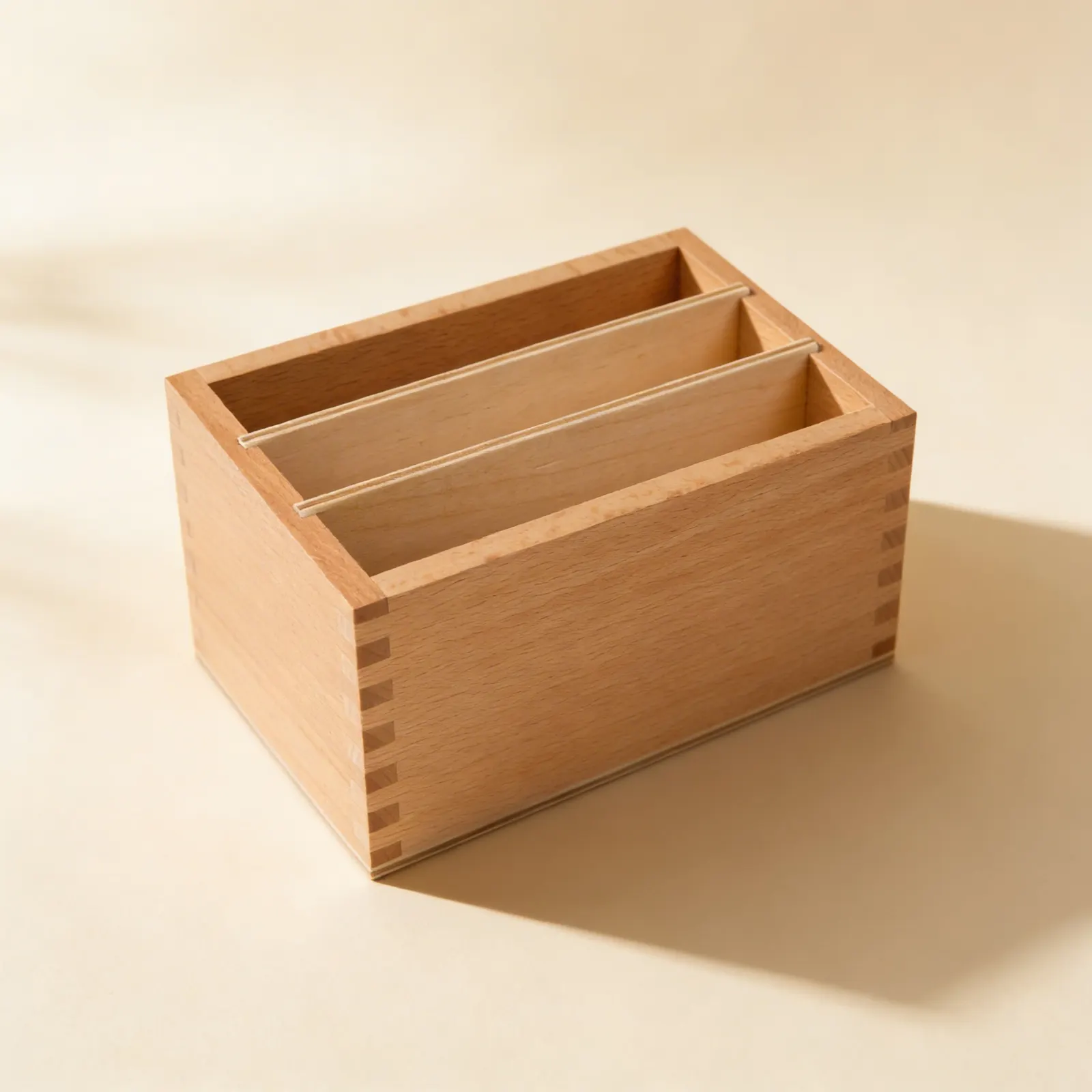 Leaf Cards Storage Box: Beech Wood Organiser for Form Cards: Side view