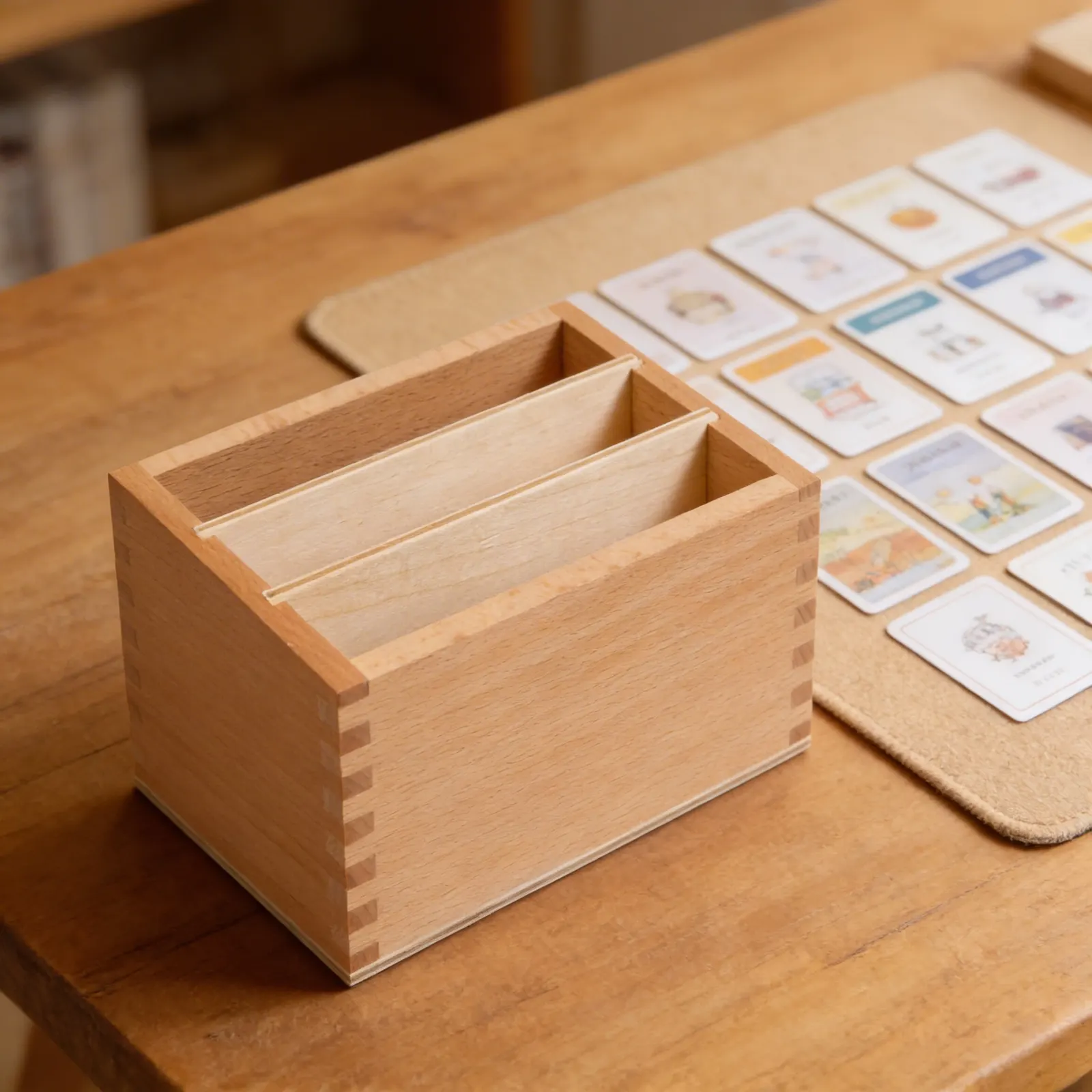Leaf Cards Storage Box: Beech Wood Organiser for Form Cards: Detail view
