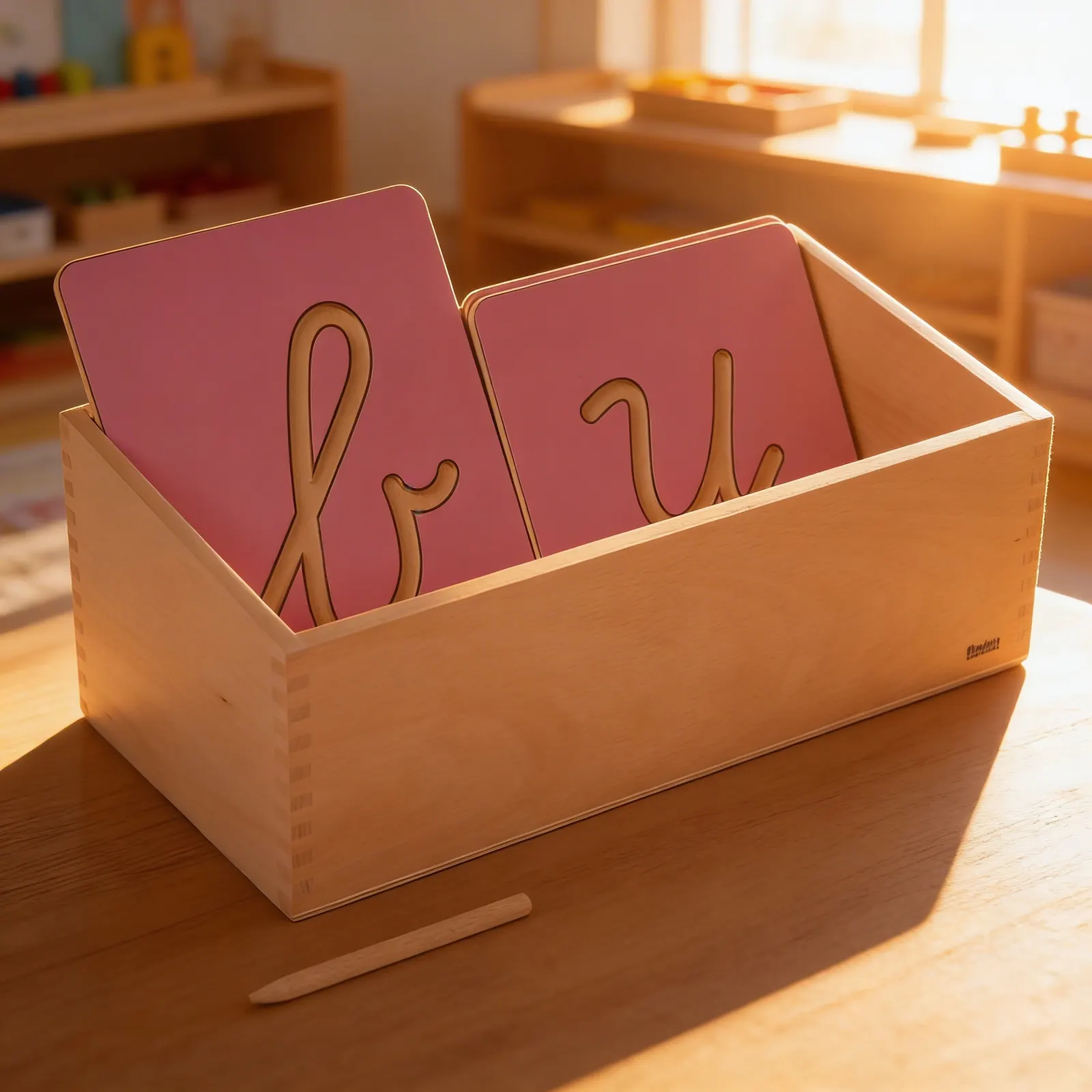 Hollow Letter Shapes: Tactile Cursive Writing Preparation: Child learning