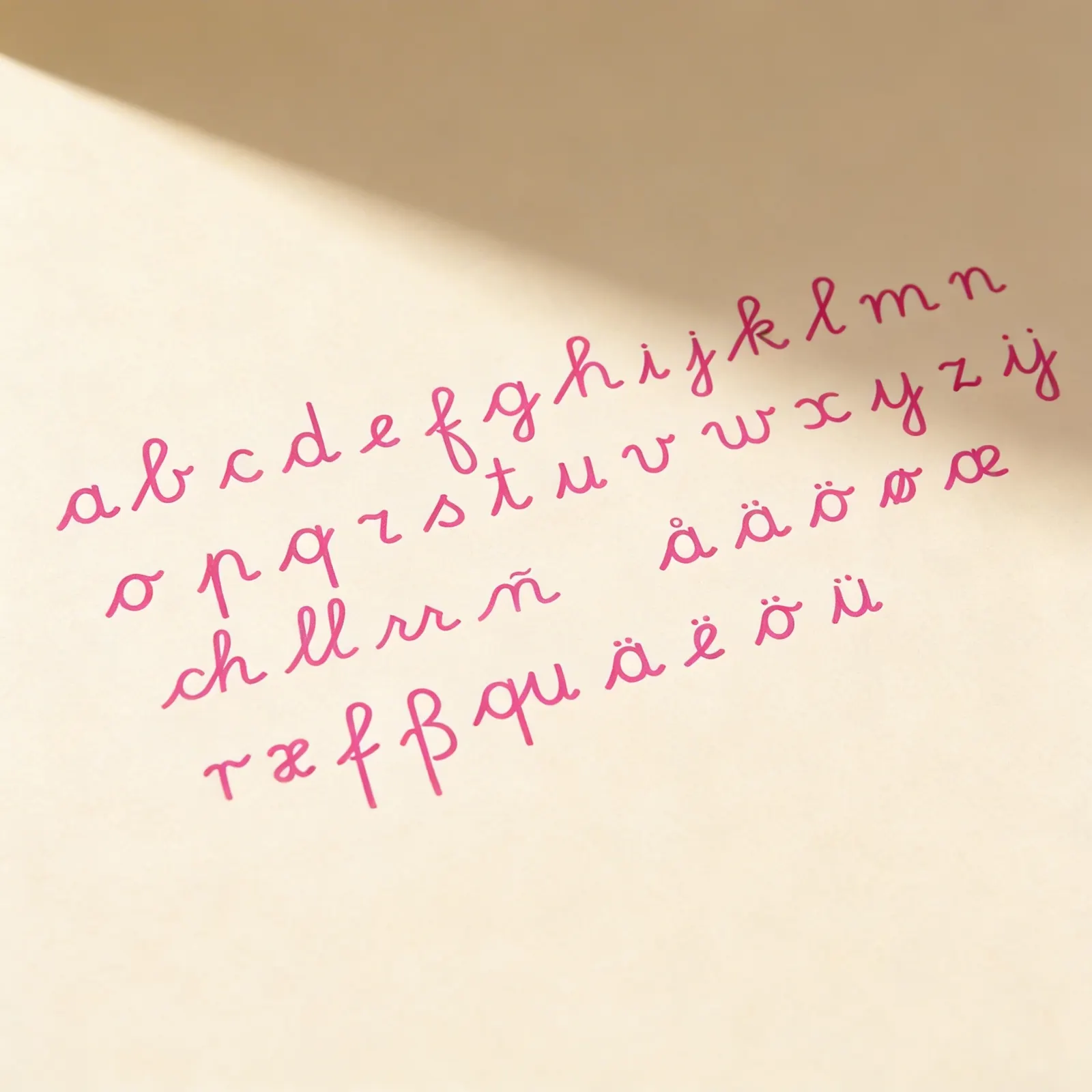 Medium Movable Alphabet: International Cursive - Red: Side view