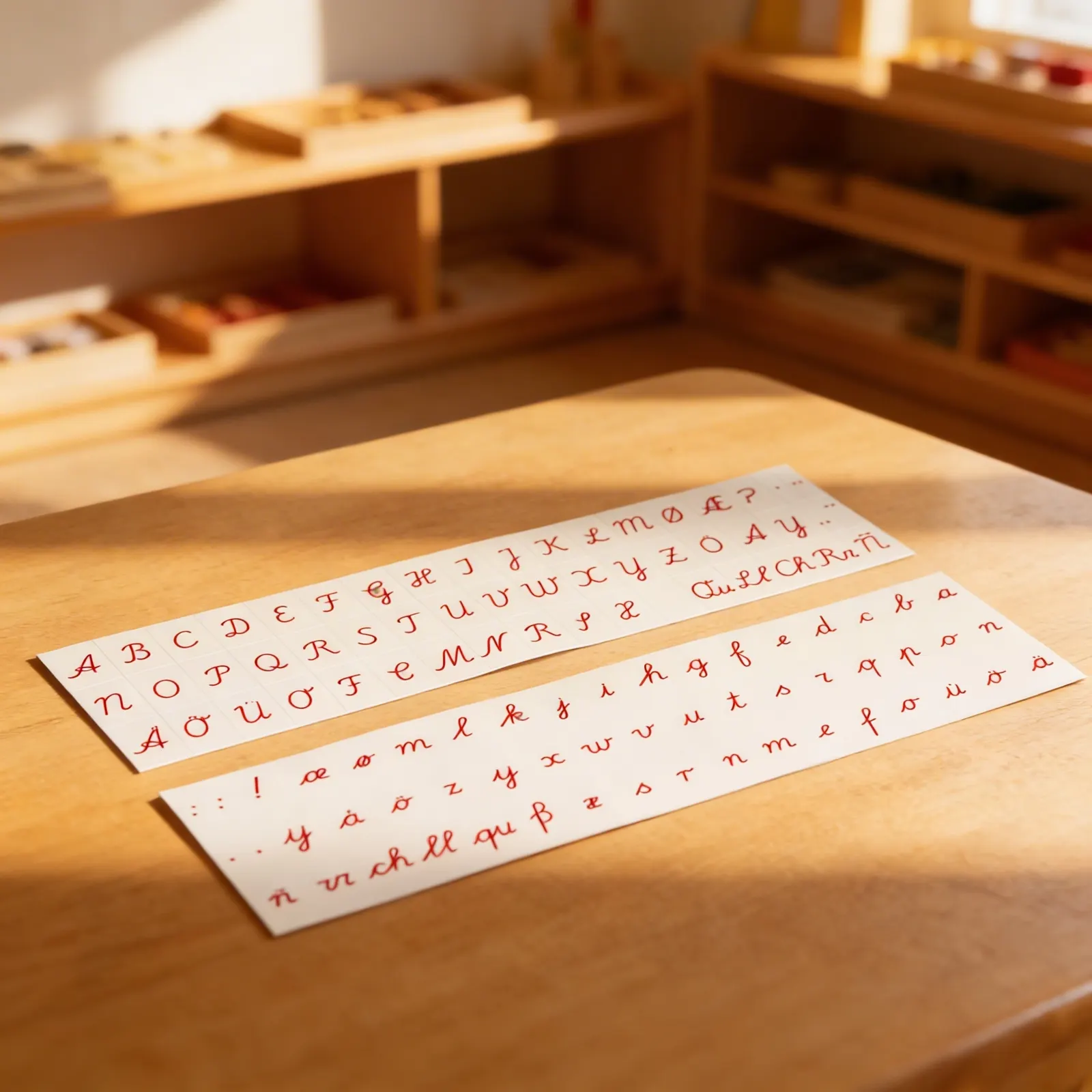Printed Alphabet: International Cursive - Red: In use