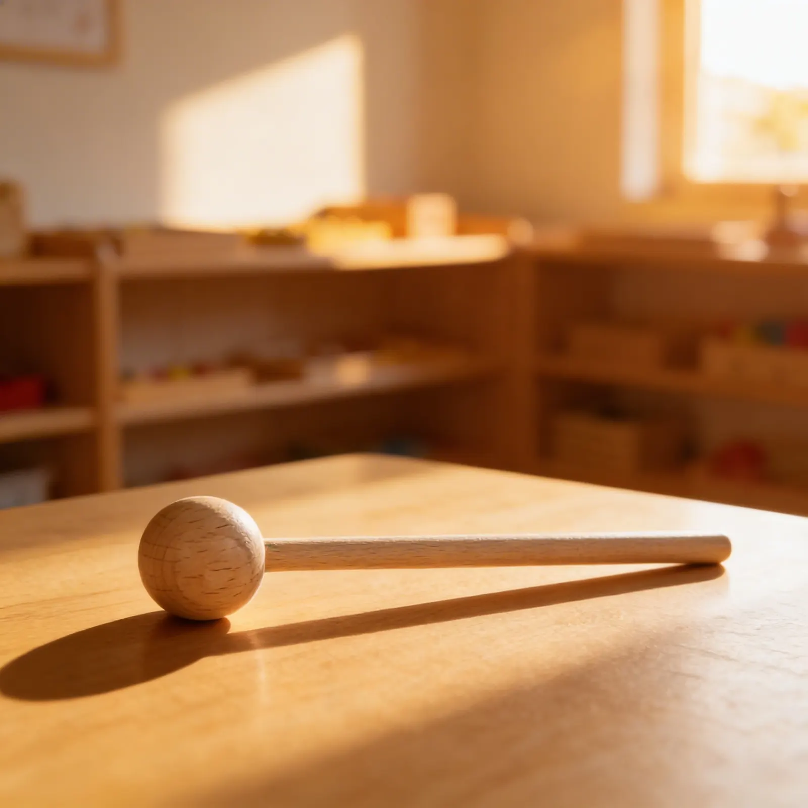 Palička na zvončeky: Montessori sluchový materiál: Pri použití