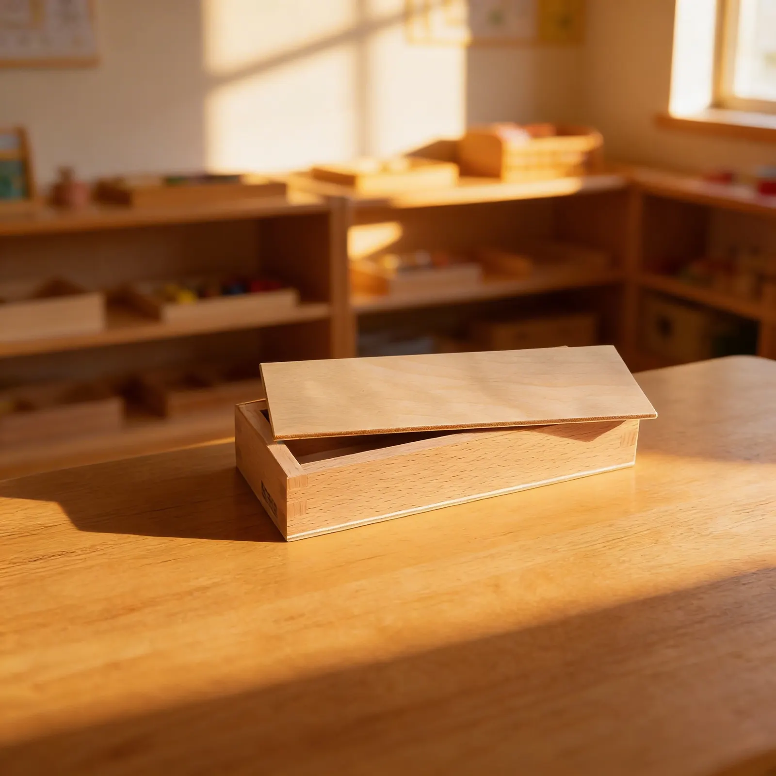 Small Number Cards Box: Beech Wood Storage with Sliding Lid: Child learning