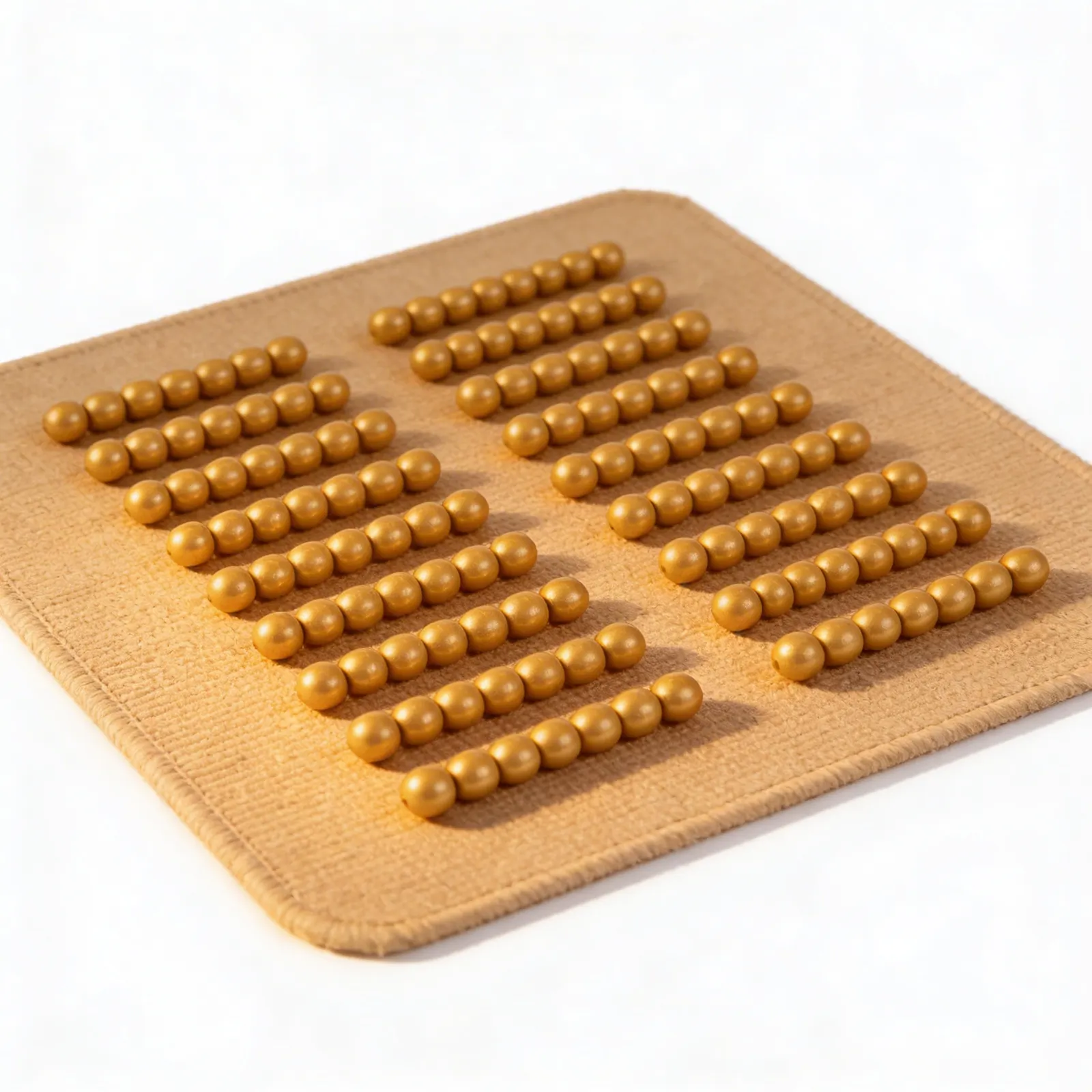 Golden Bead Bars: 45 Ten-Bars with Individual Nylon Beads: Side view