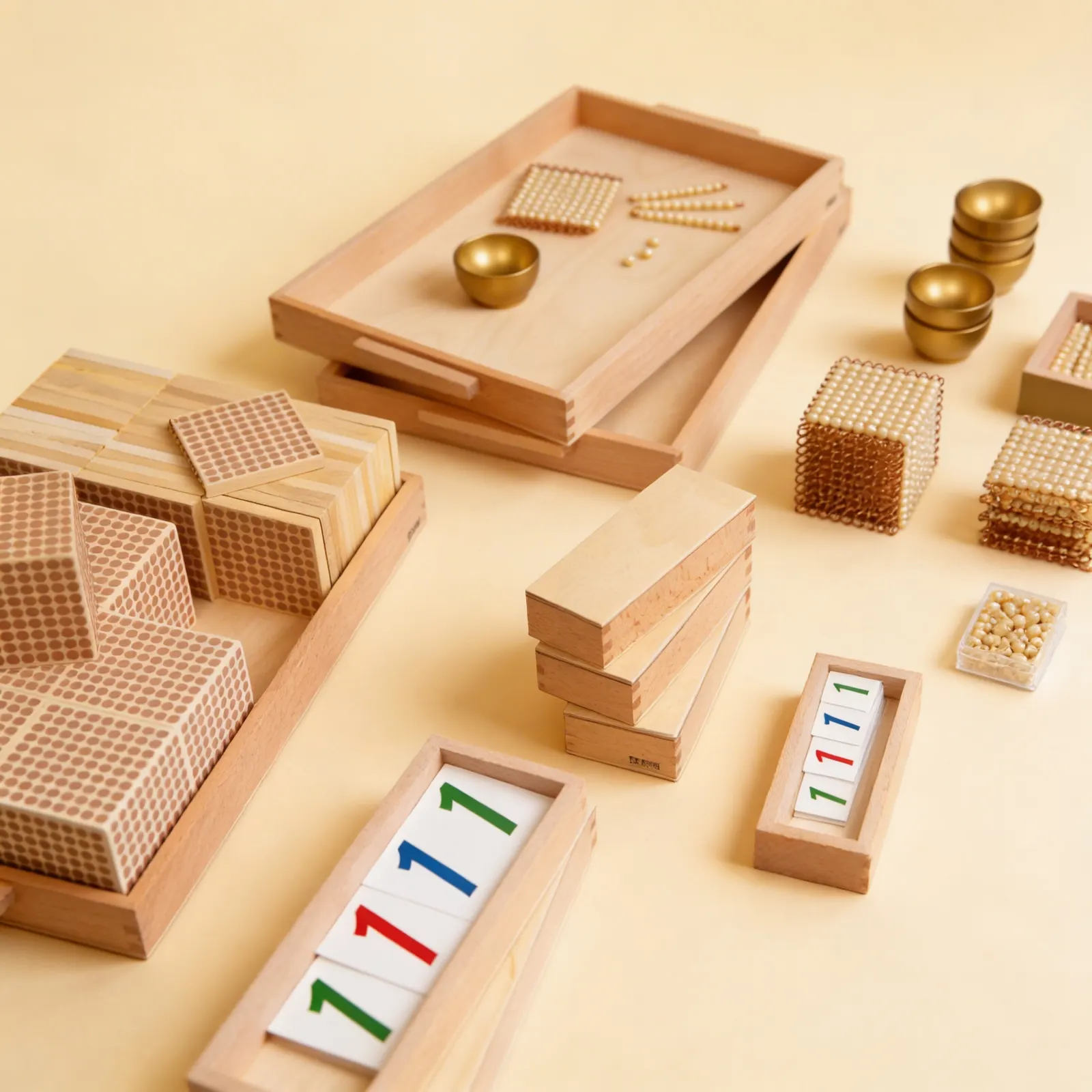 Golden Bead Material: Individual Glass Beads for Decimal System: Side view