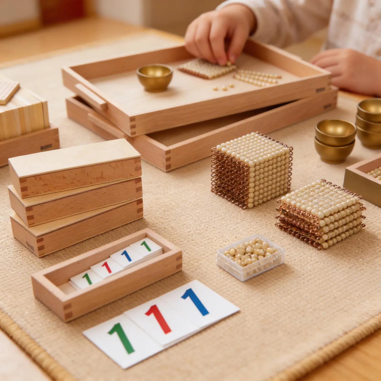 Golden Bead Material: Individual Glass Beads for Decimal System: Detail view