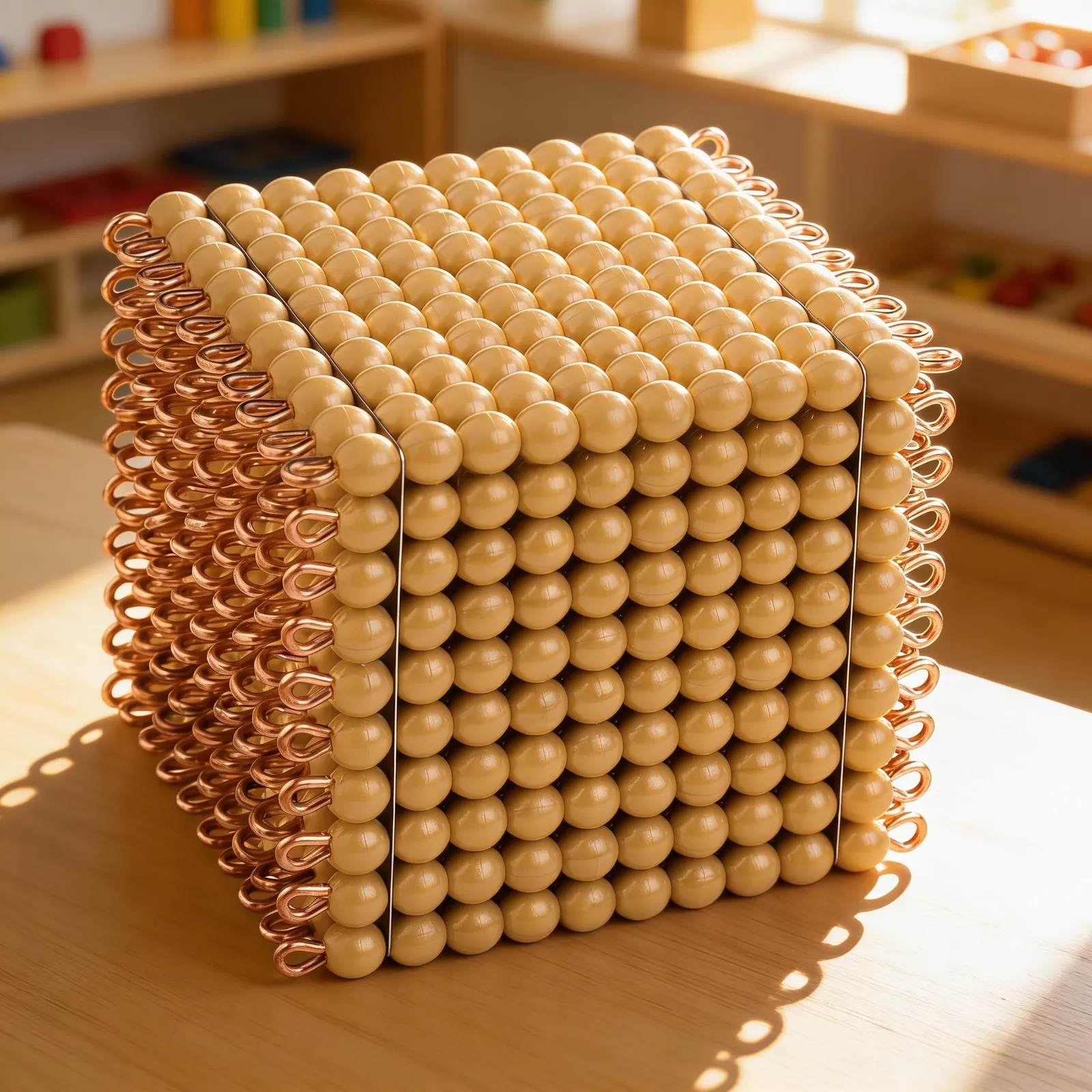 Golden Bead Cube of 1000: Individual Nylon-Coated Beads: Child learning