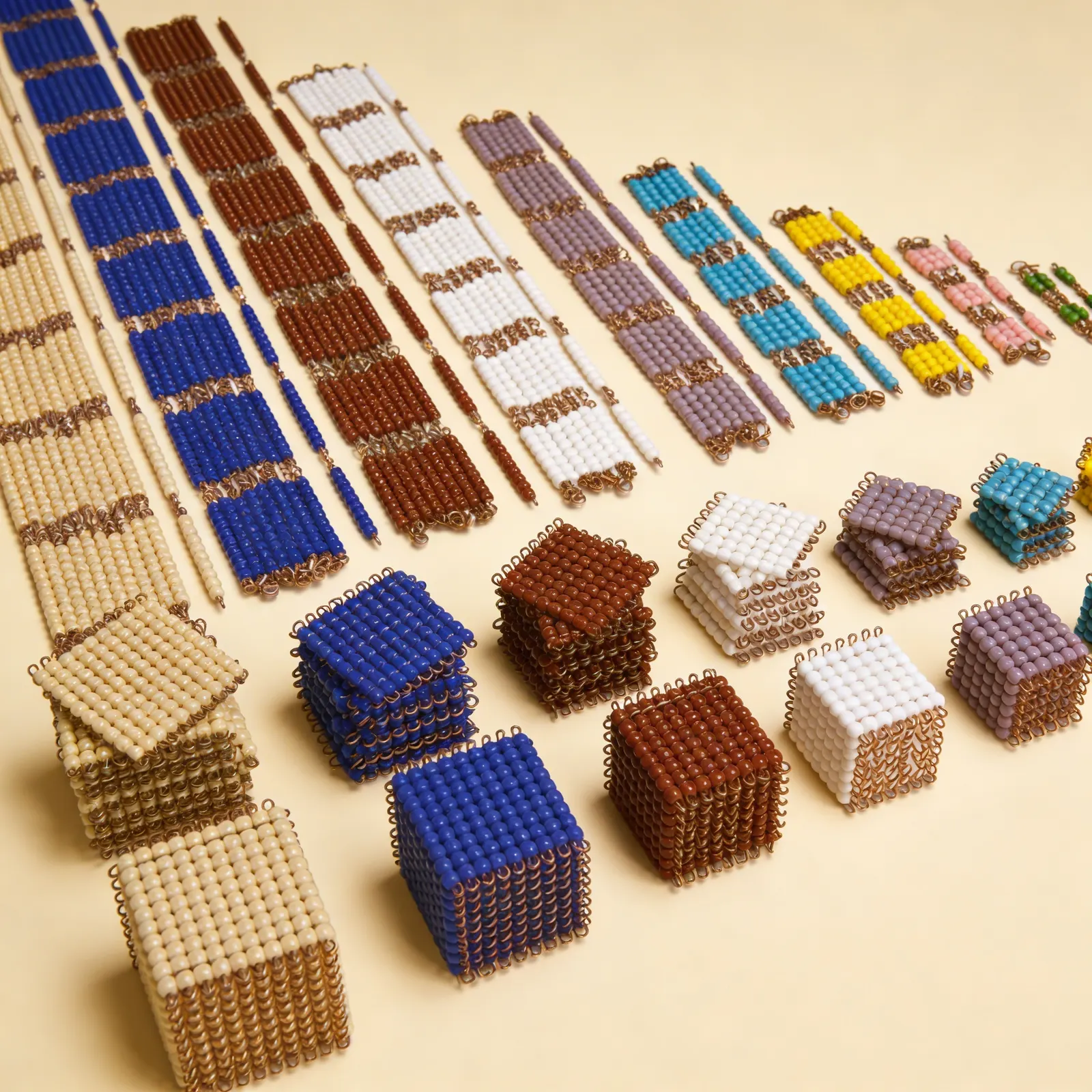Individual Glass Beads: Complete Decimal System Material Set: Side view