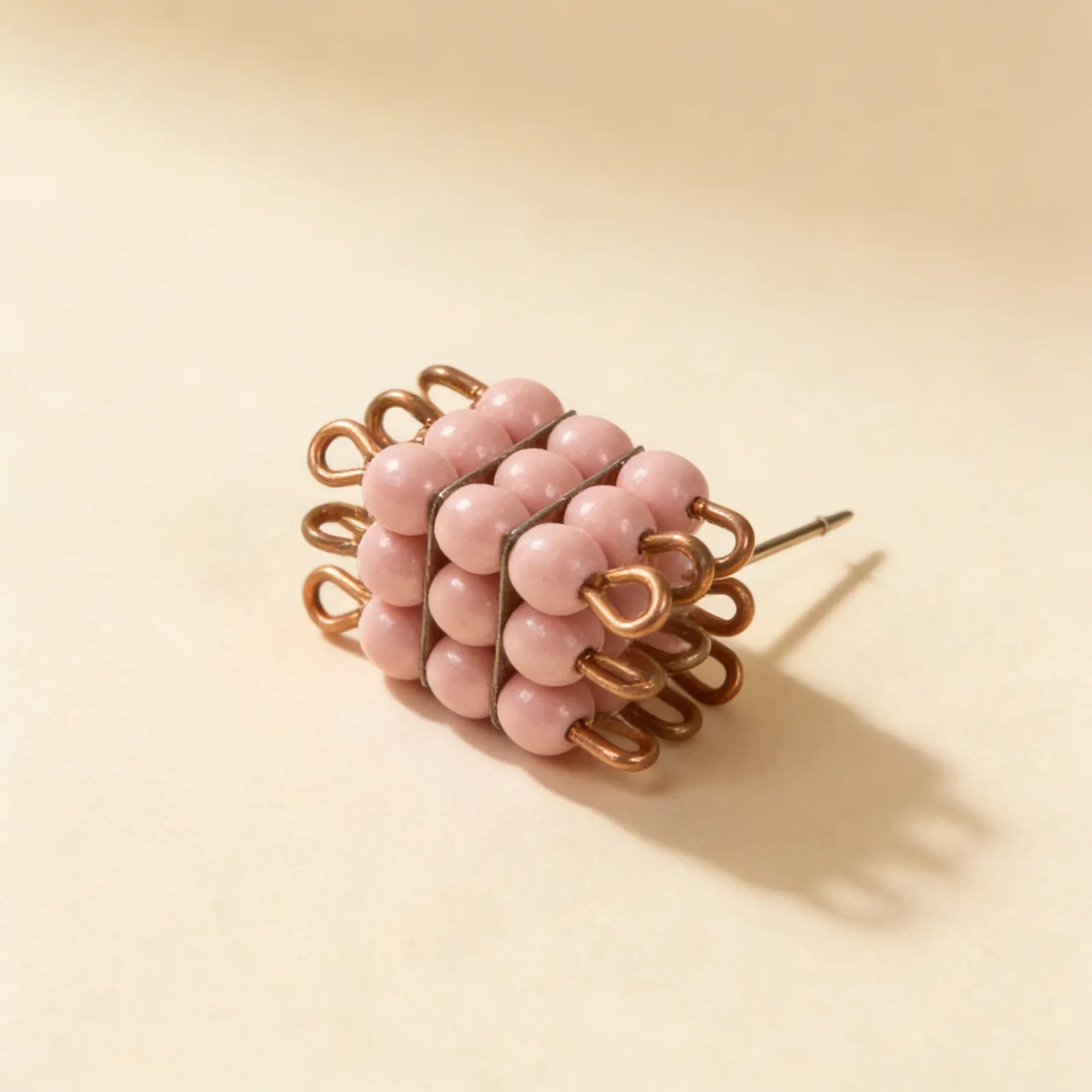 Glass Bead Cube of 3: Pink Mathematical Concept Exploration: Side view