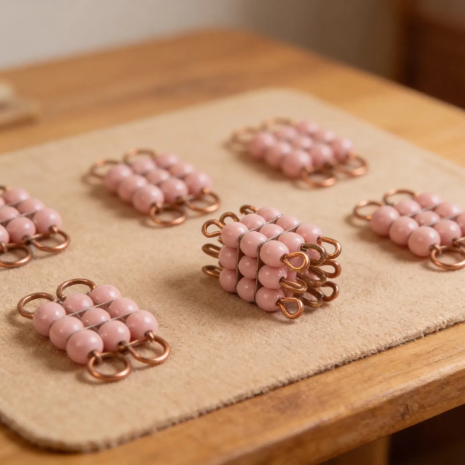 Glass Bead Cube of 3: Pink Mathematical Concept Exploration: Detail view