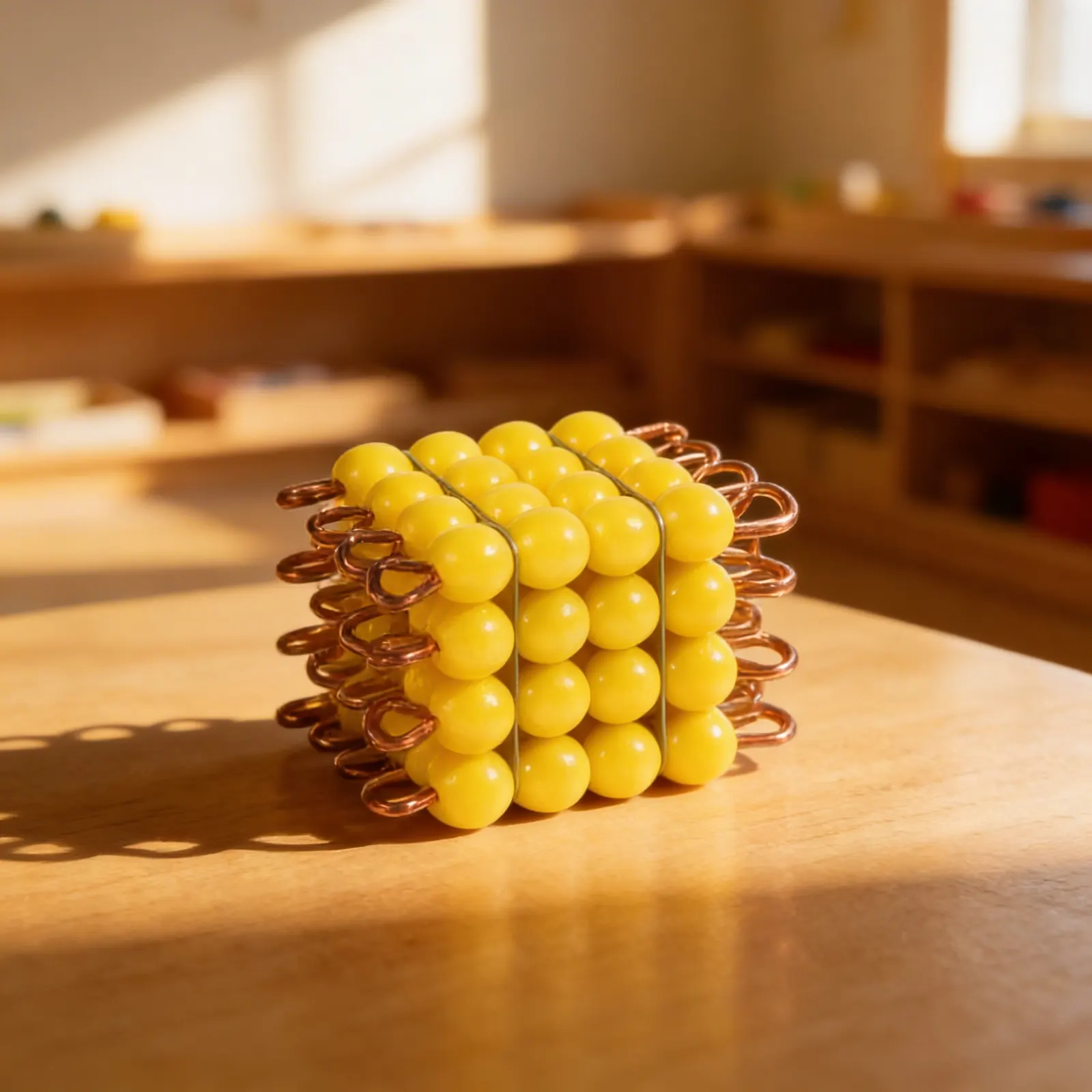 Glass Bead Cube of 4: Yellow Mathematical Cube Representation: Child learning