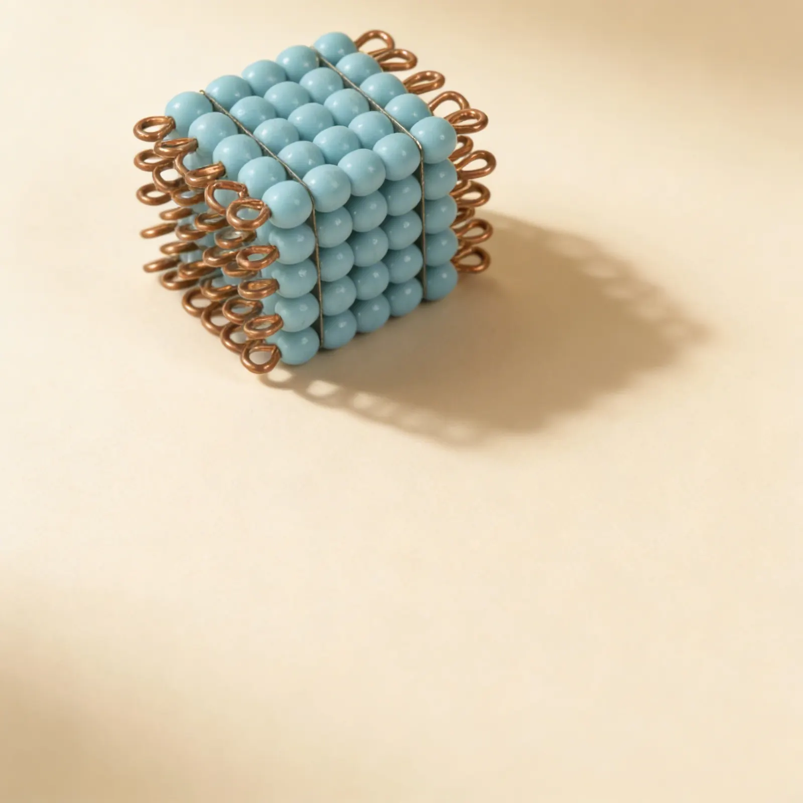 Glass Bead Cube of 5: Light Blue Individual Unit: Side view
