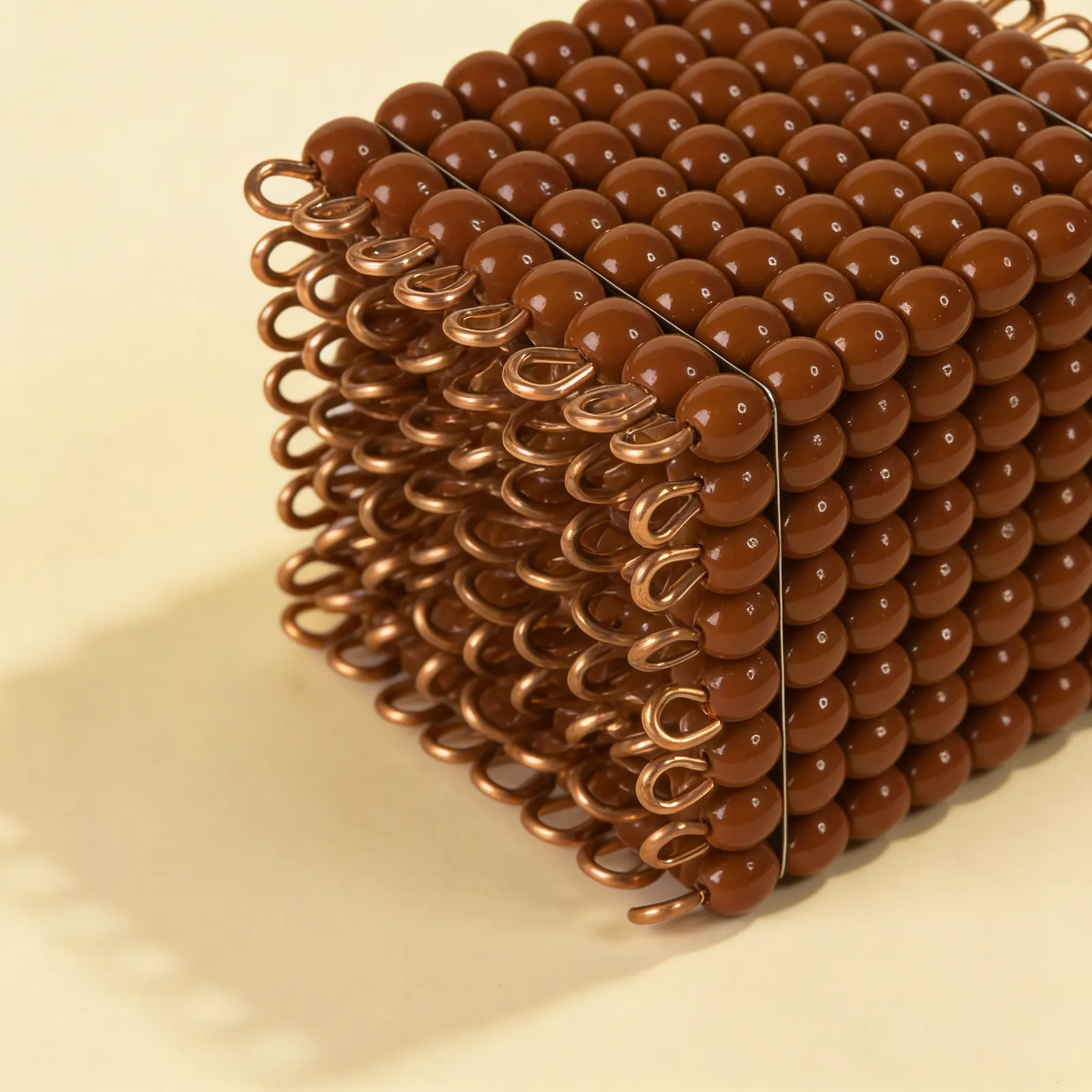 Glass Bead Cube Of 8: Brown Individual Beads for Place Value: Side view