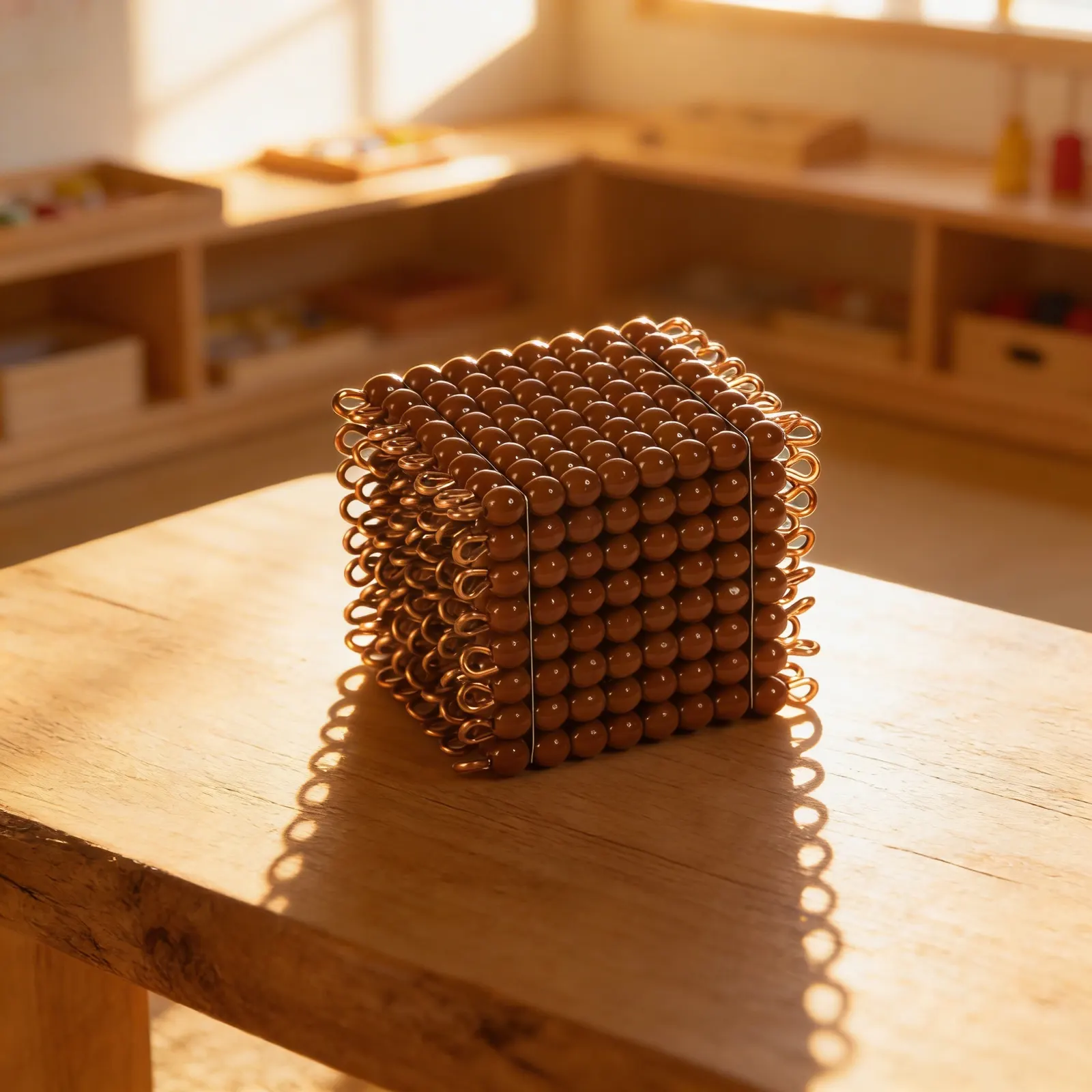 Glass Bead Cube Of 8: Brown Individual Beads for Place Value: Child learning