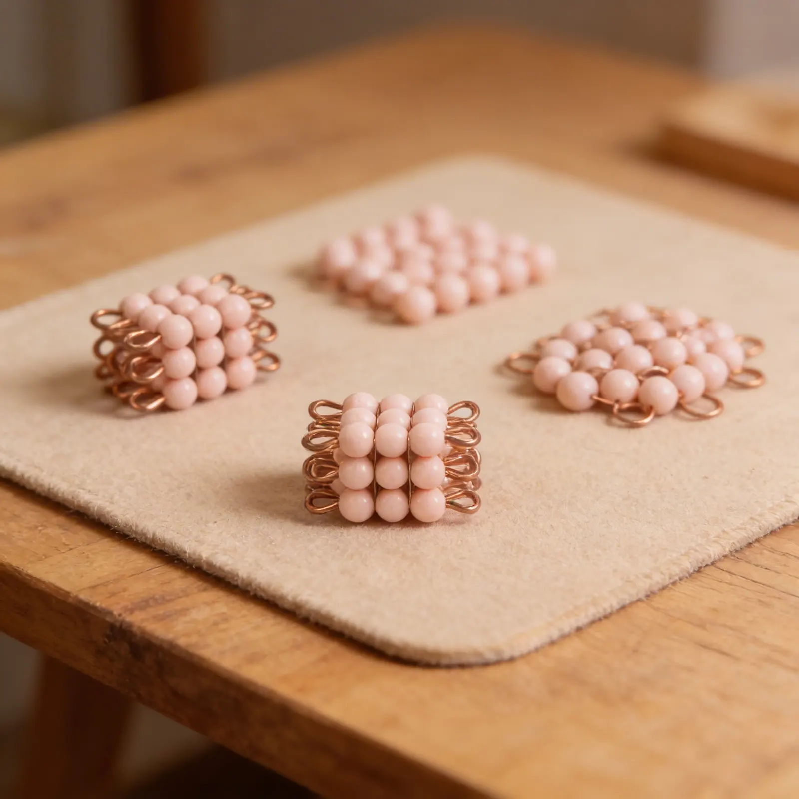 Bead Cube of 3: Pink Individual Nylon Cube for Mathematics: Detail view