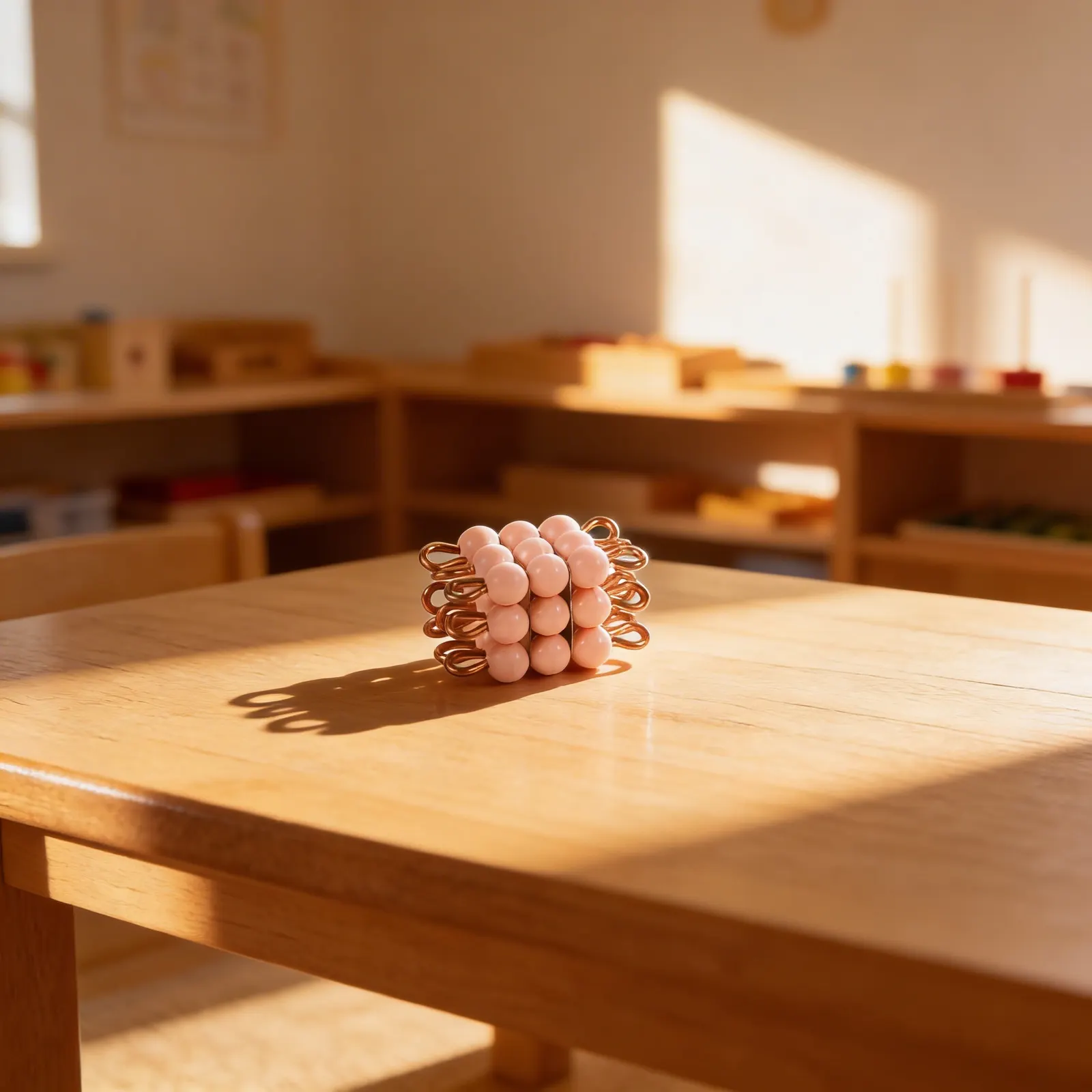 Bead Cube of 3: Pink Individual Nylon Cube for Mathematics: Child learning