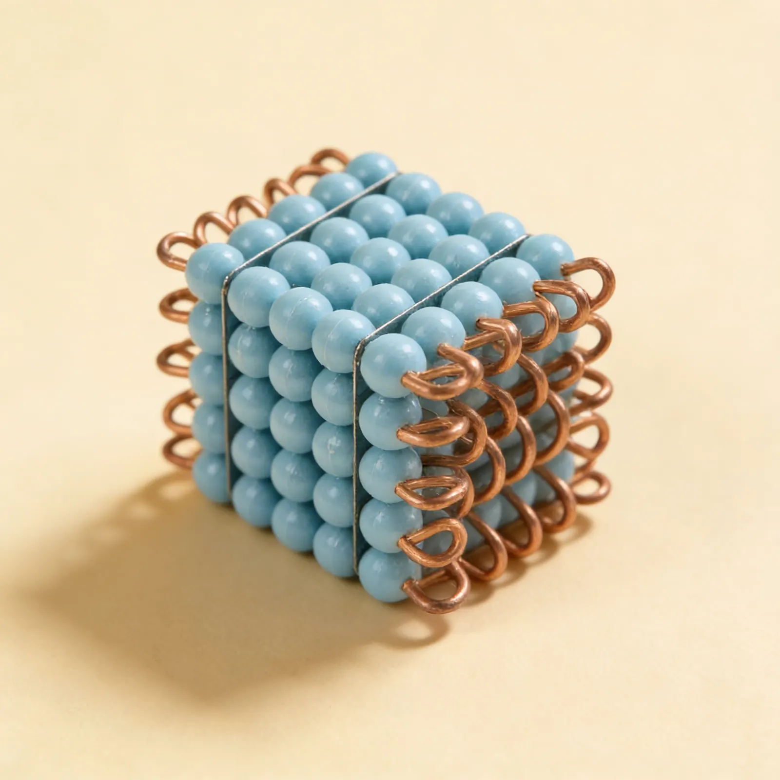 Nylon Bead Cube of 5: Individual Light Blue for Quantity Work: Side view