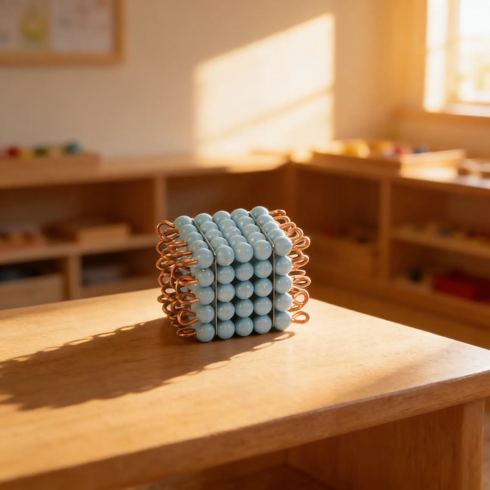 Nylon Bead Cube of 5: Individual Light Blue for Quantity Work: Child learning