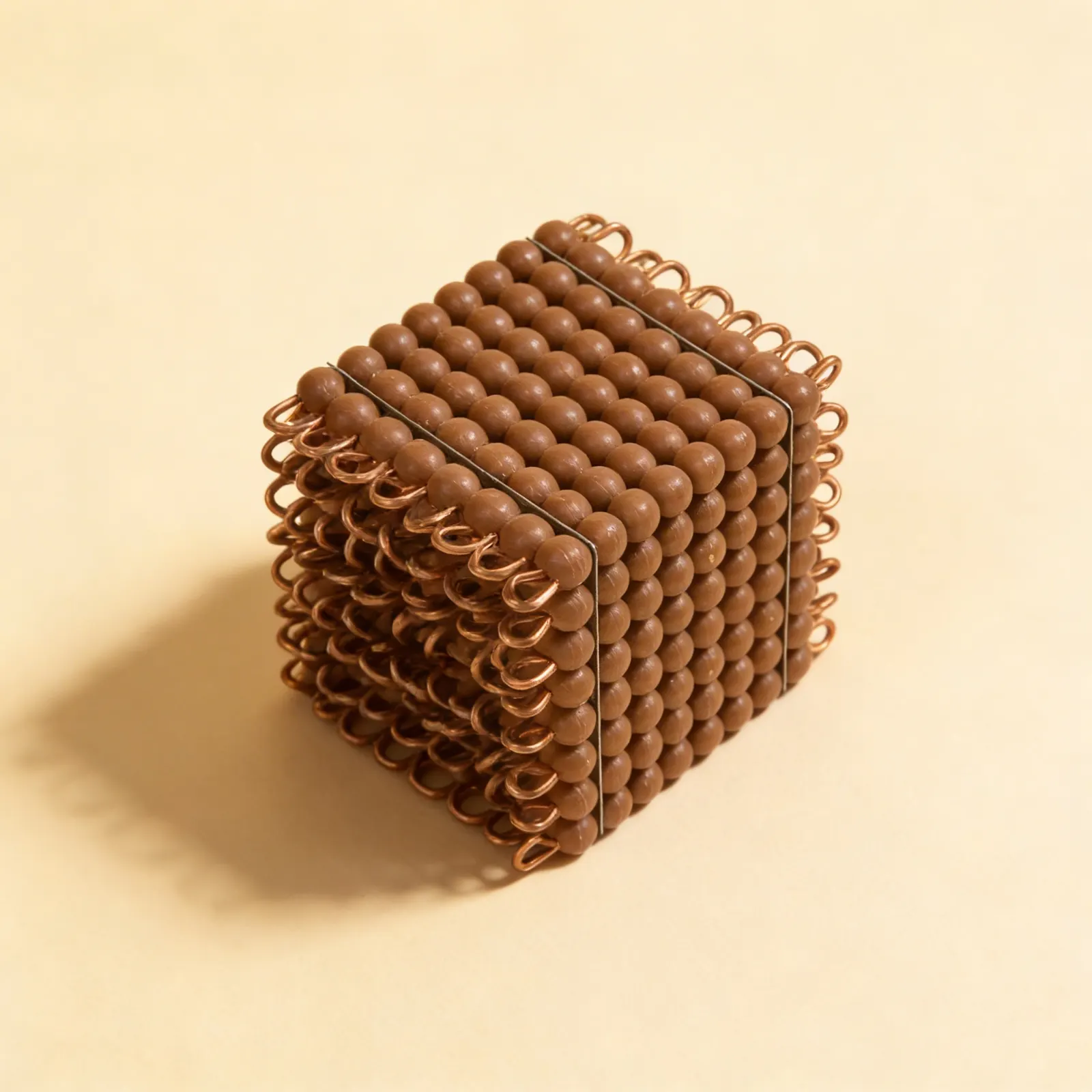 Nylon Bead Cube of 8: Brown Cube for Mathematical Concepts: Side view