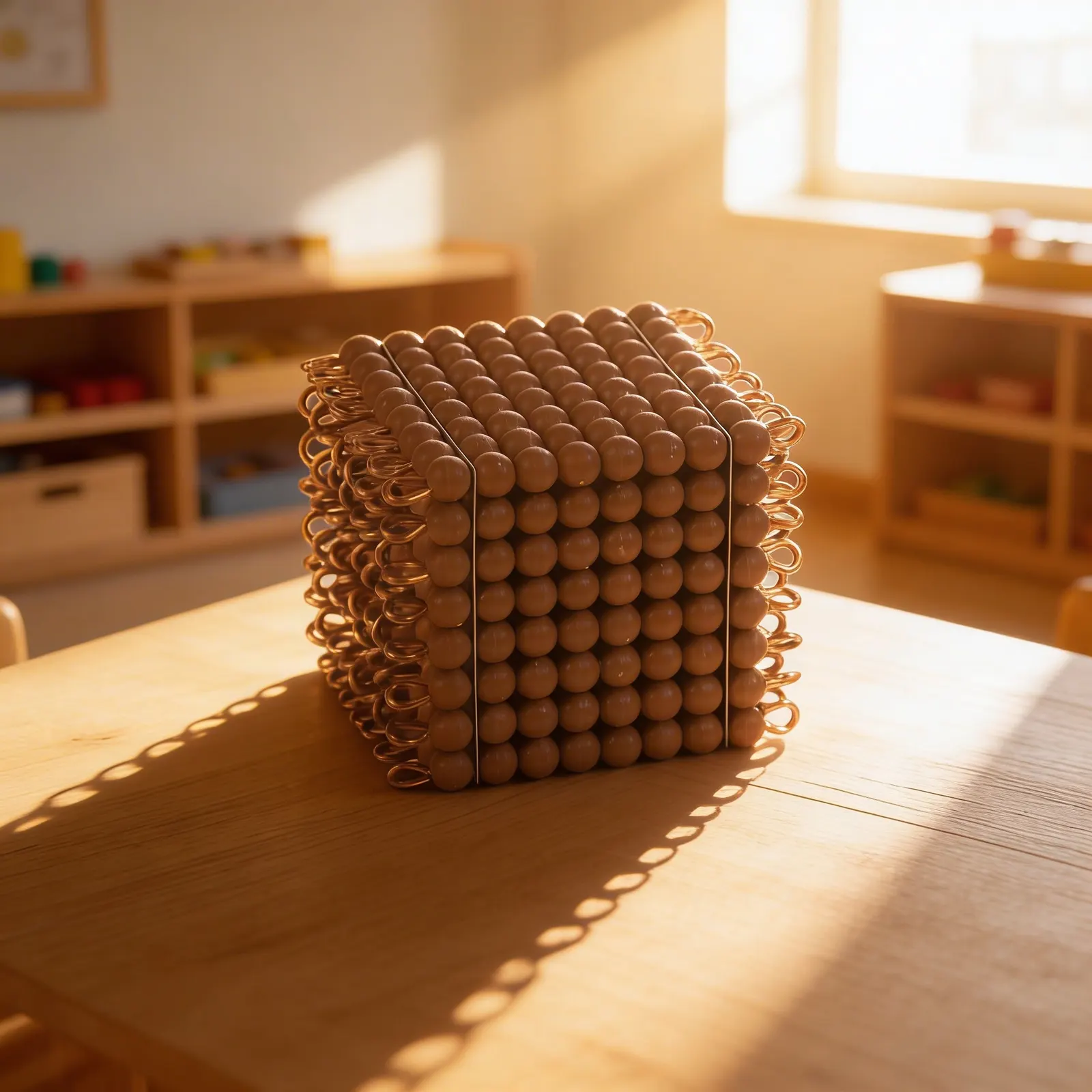 Nylon Bead Cube of 8: Brown Cube for Mathematical Concepts: Child learning