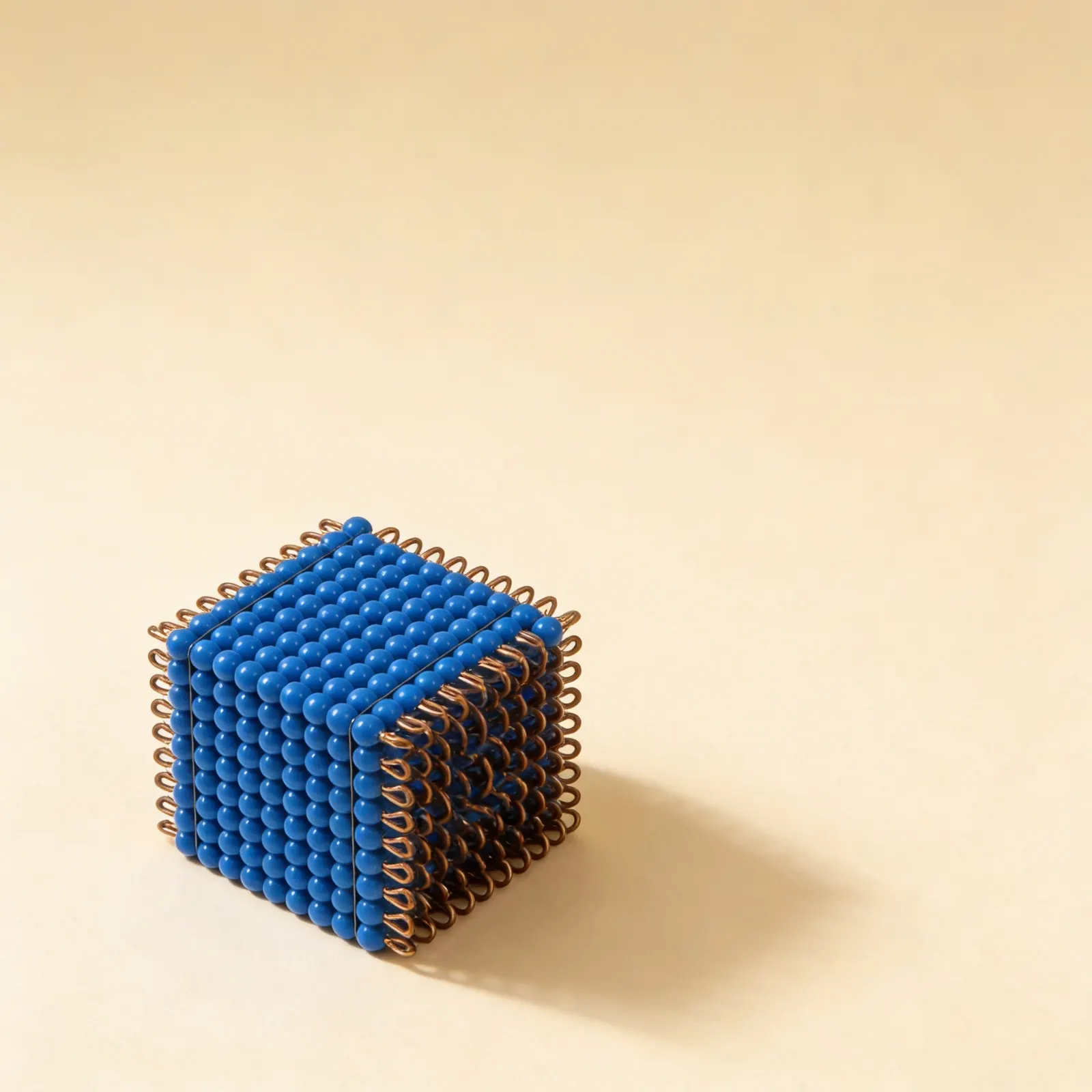 Nylon Bead Cube of 9: Dark Blue Individual Beads for 9³ Concept: Side view