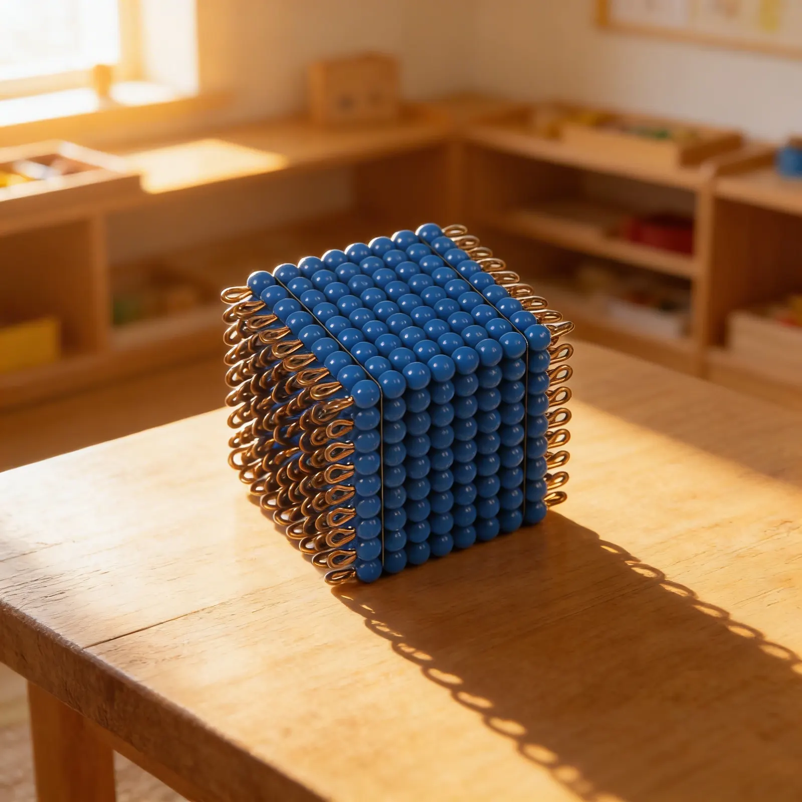 Nylon Bead Cube of 9: Dark Blue Individual Beads for 9³ Concept: Child learning