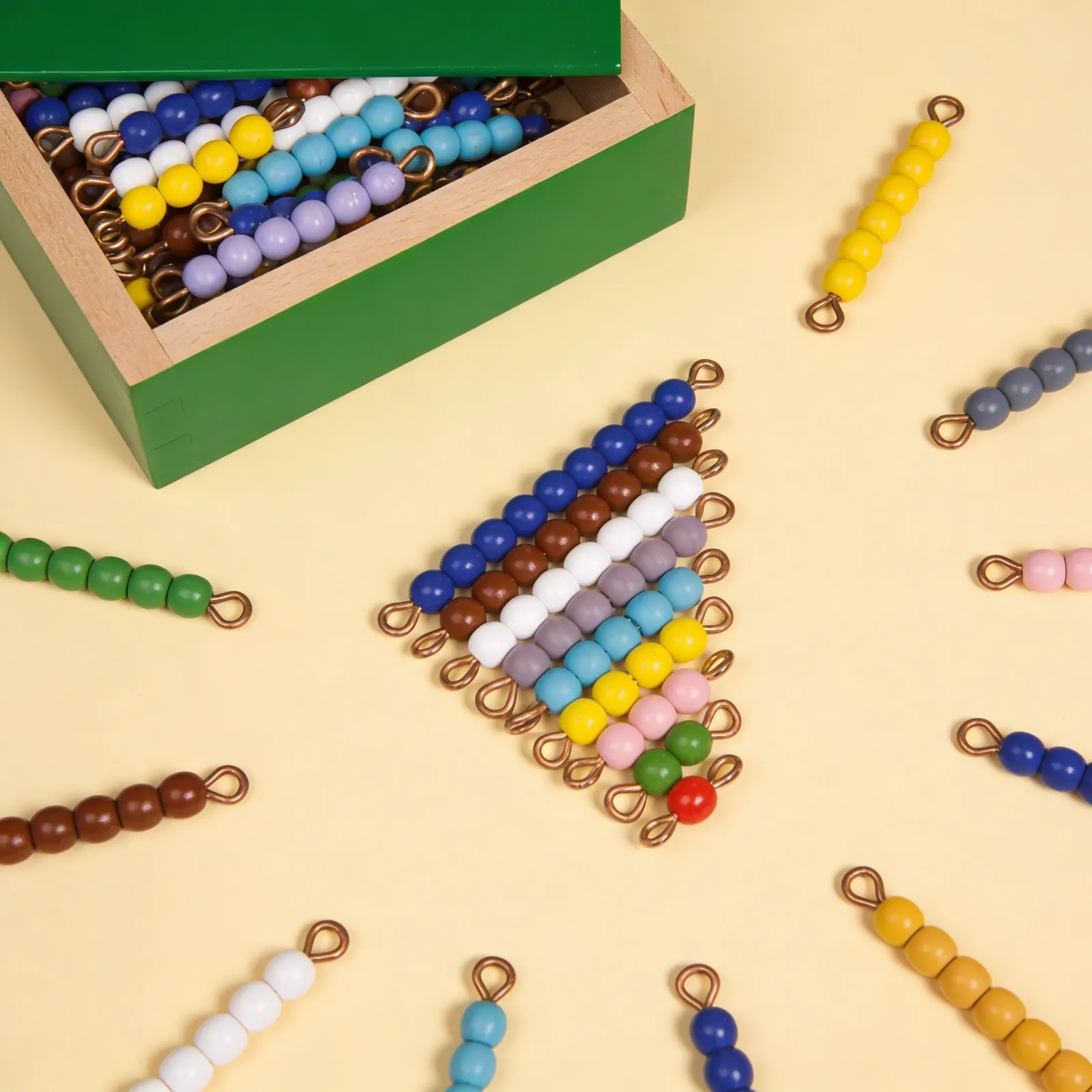 Coloured Bead Stairs: 10 Sets of Glass Beads 1-10: Side view