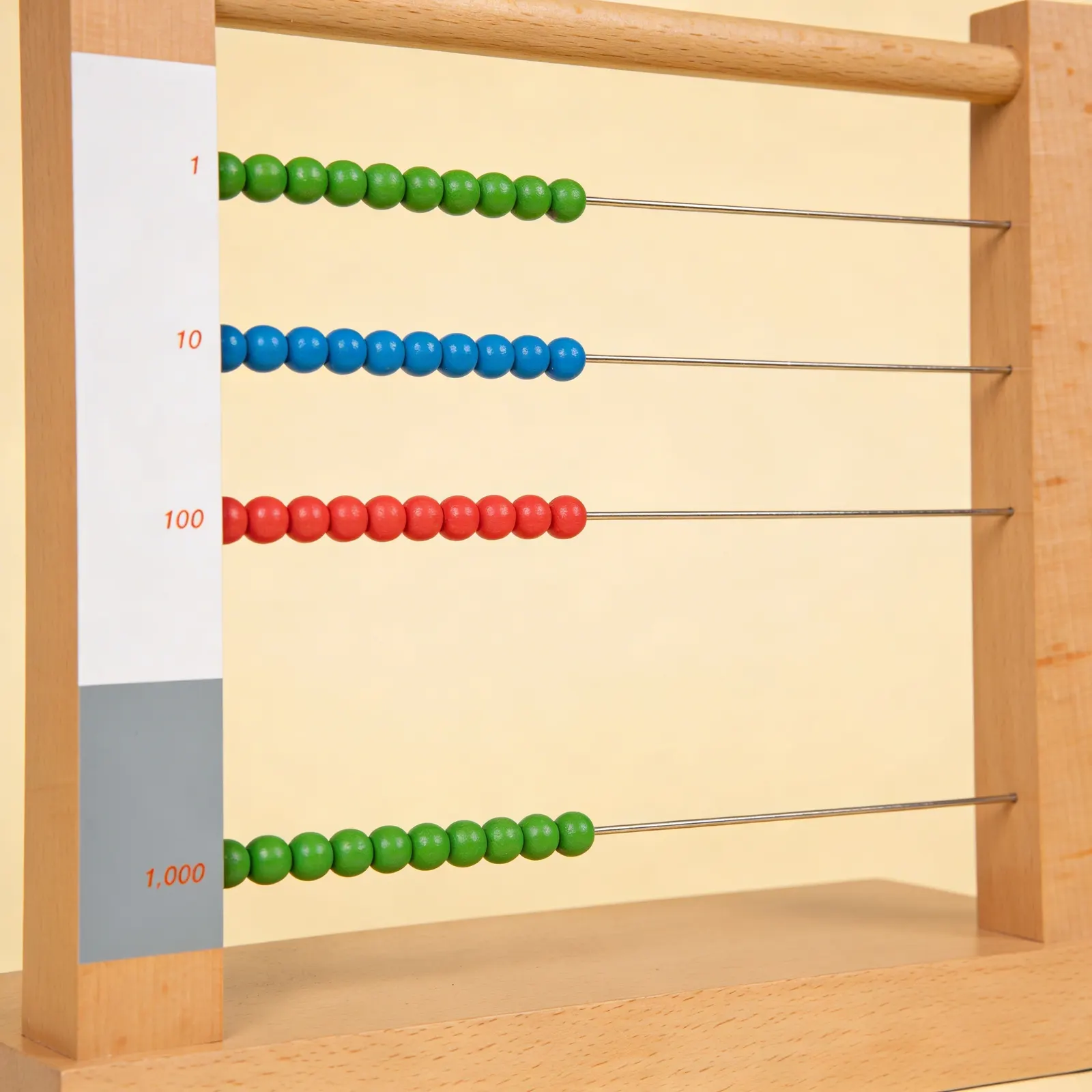 Small Bead Frame: Mathematical Operations with Colour-Coded Beads: Side view