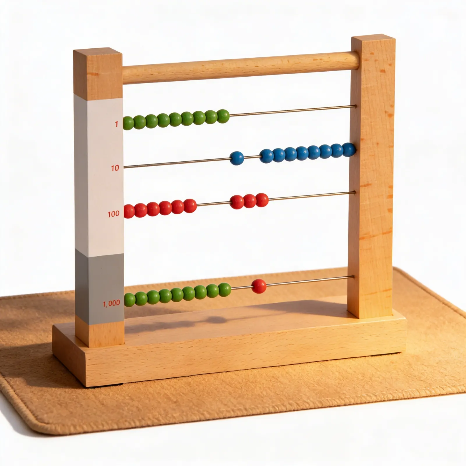 Small Bead Frame: Mathematical Operations with Colour-Coded Beads: Detail view