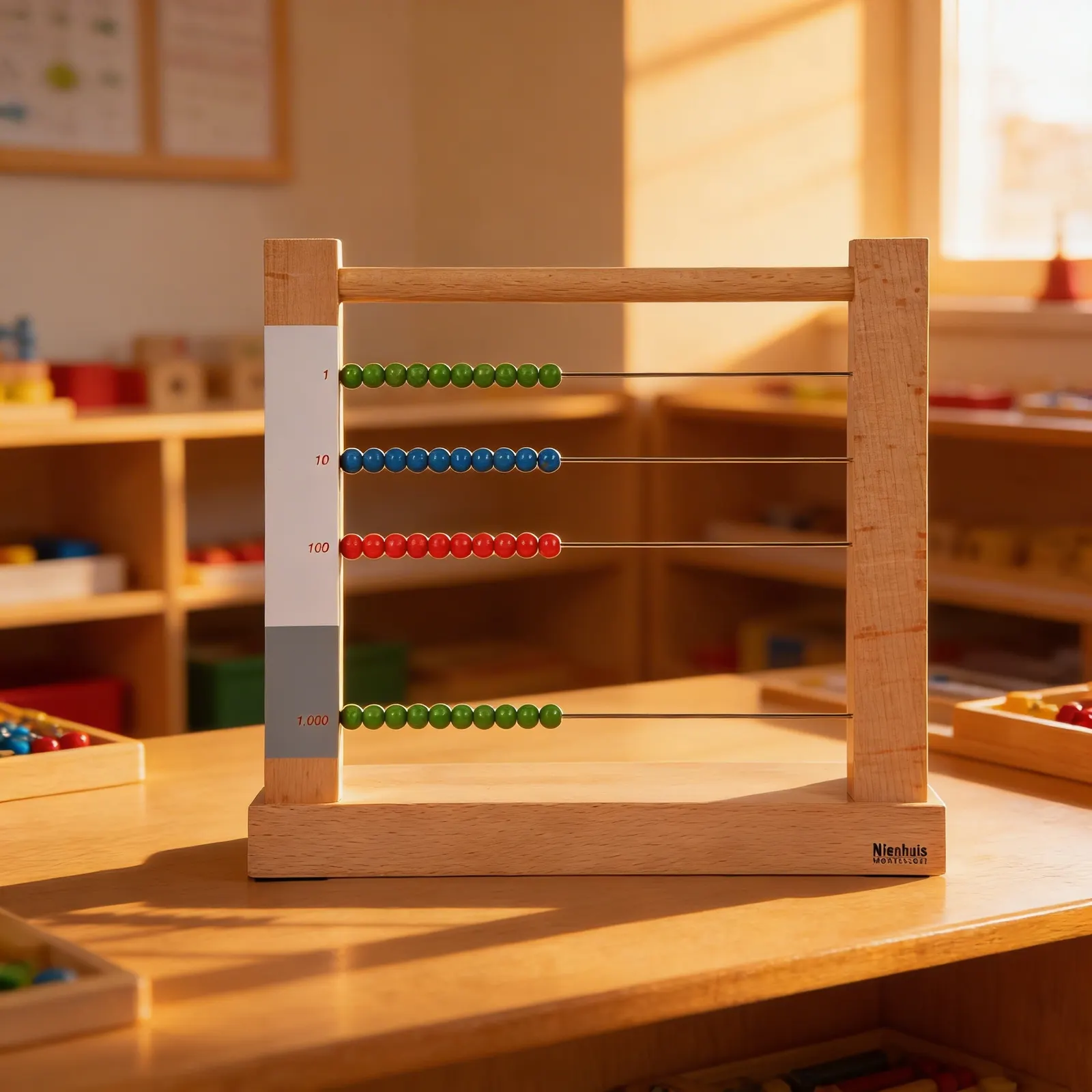 Small Bead Frame: Mathematical Operations with Colour-Coded Beads: Child learning