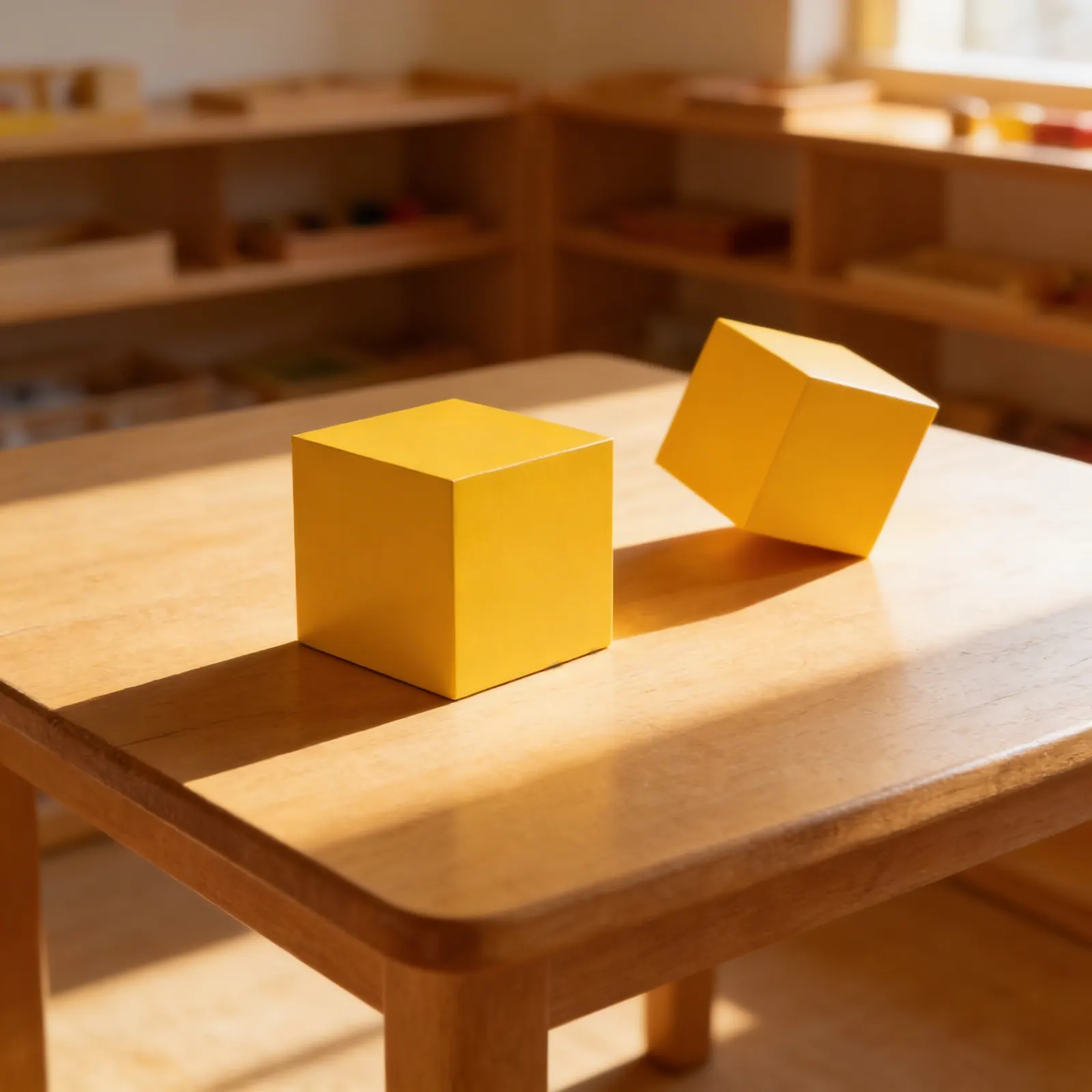 Žlutá kostka: Velká geometrická forma (27cm): Dítě při učení
